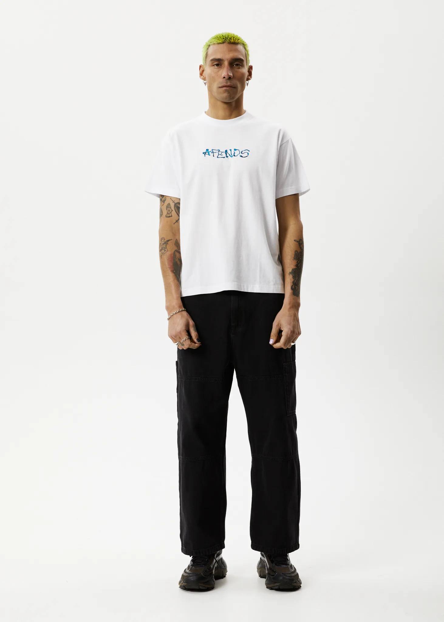 AFENDS Mens Melted - Boxy Logo T-Shirt - White sold by Afends product image thumbnail 4