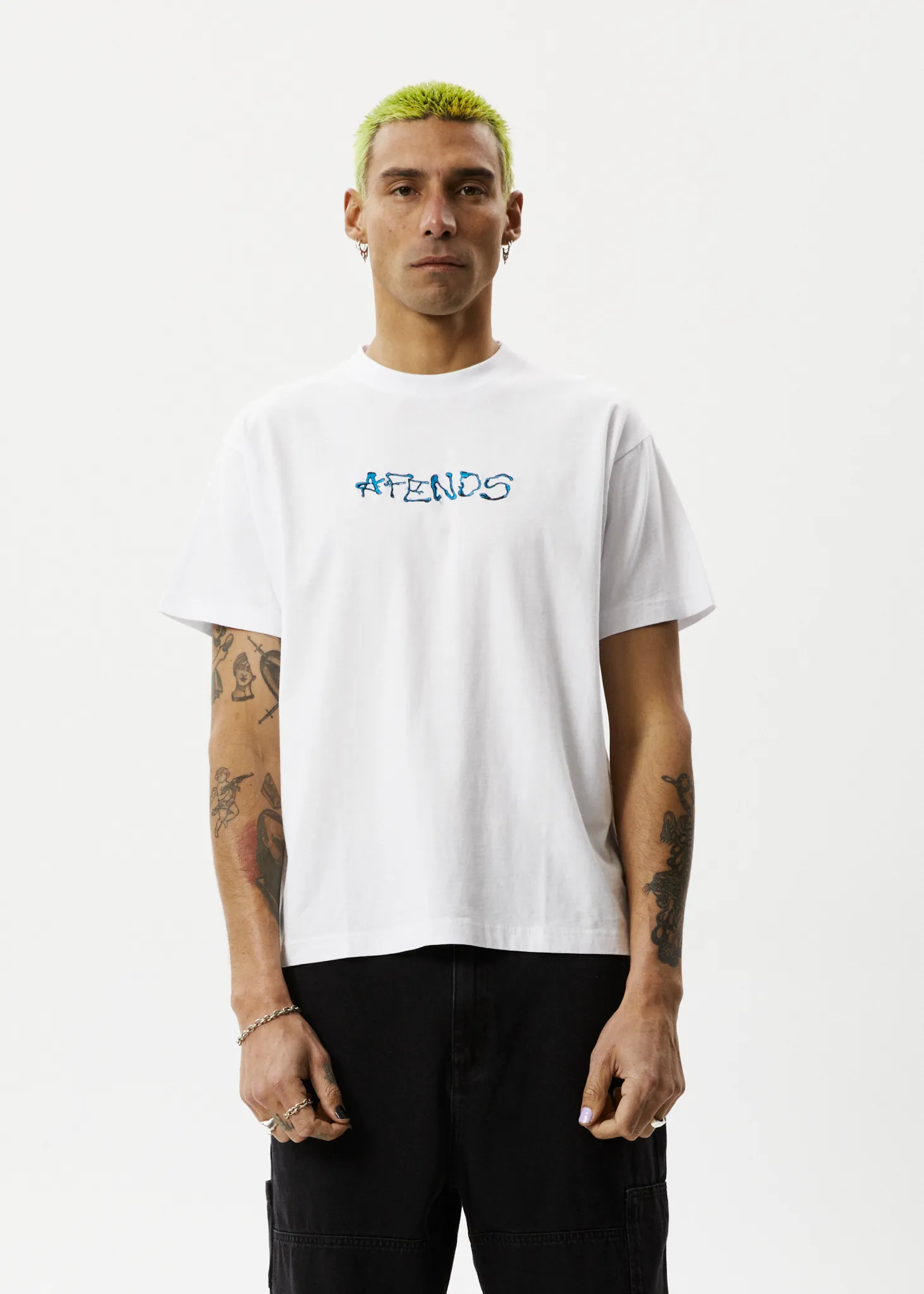 AFENDS Mens Melted - Boxy Logo T-Shirt - White sold by Afends product image thumbnail 3