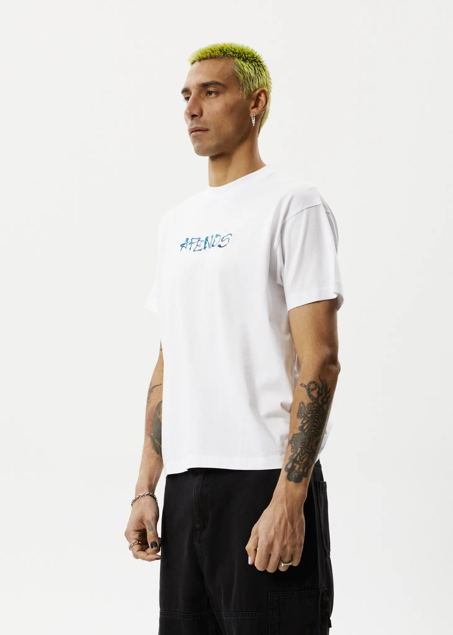 AFENDS Mens Melted - Boxy Logo T-Shirt - White sold by Afends product image thumbnail 5