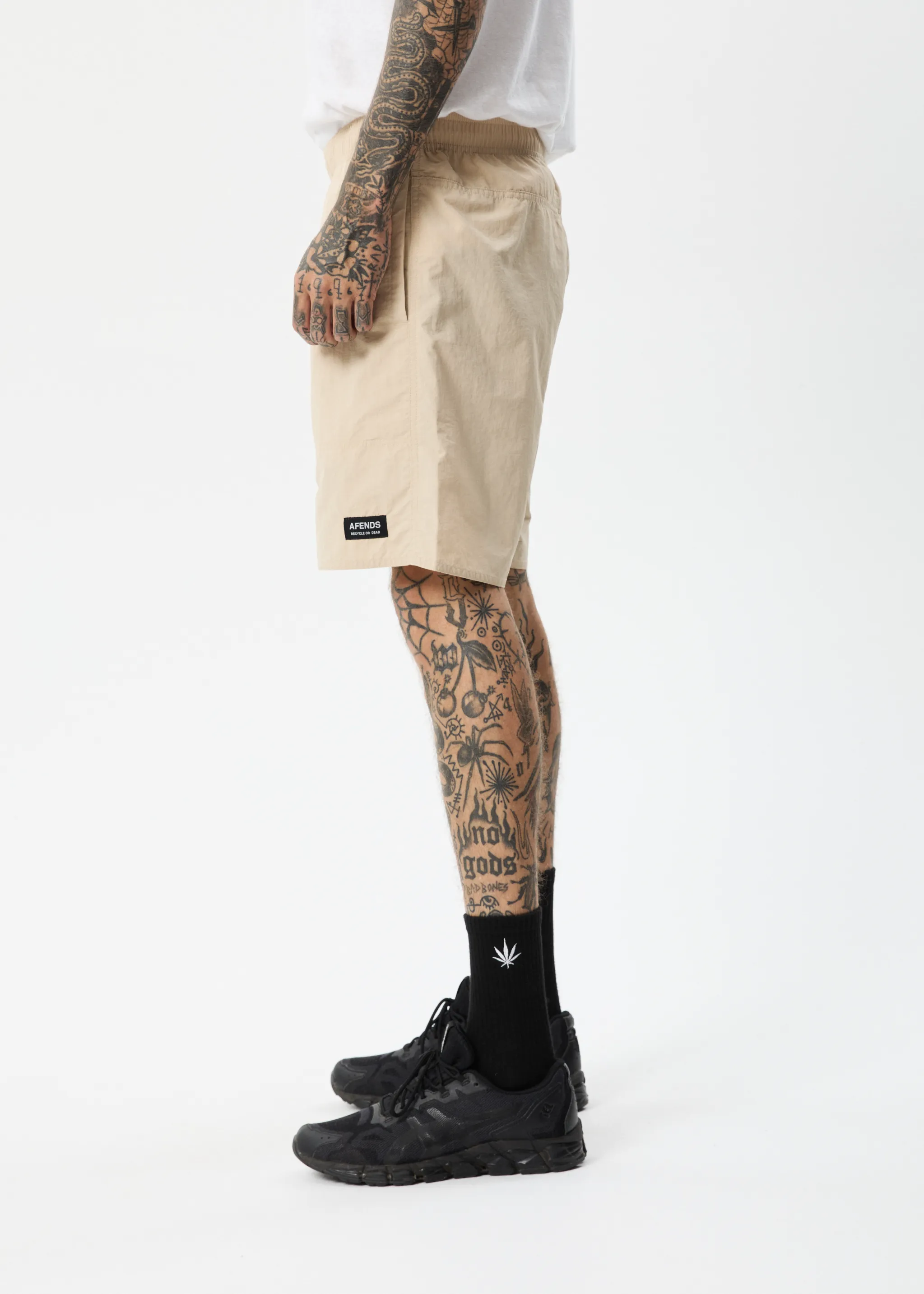 AFENDS Mens Baywatch Misprint - Elastic Waist Shorts - Bone sold by Afends product image thumbnail 4