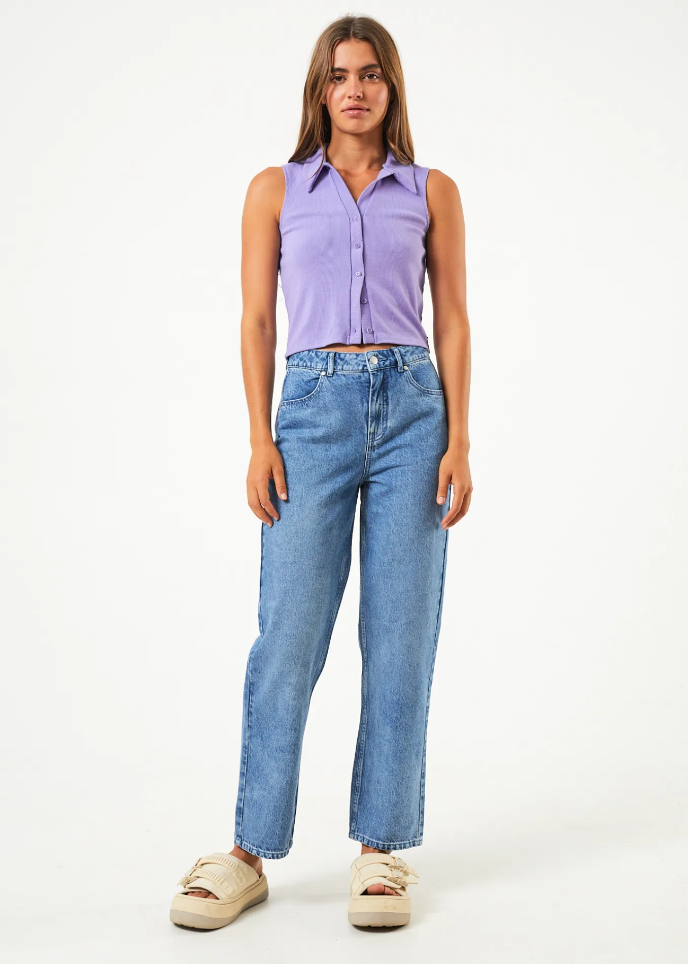 AFENDS Womens Eliza - Ribbed Sleeveless Shirt - Plum sold by Afends product image thumbnail 3