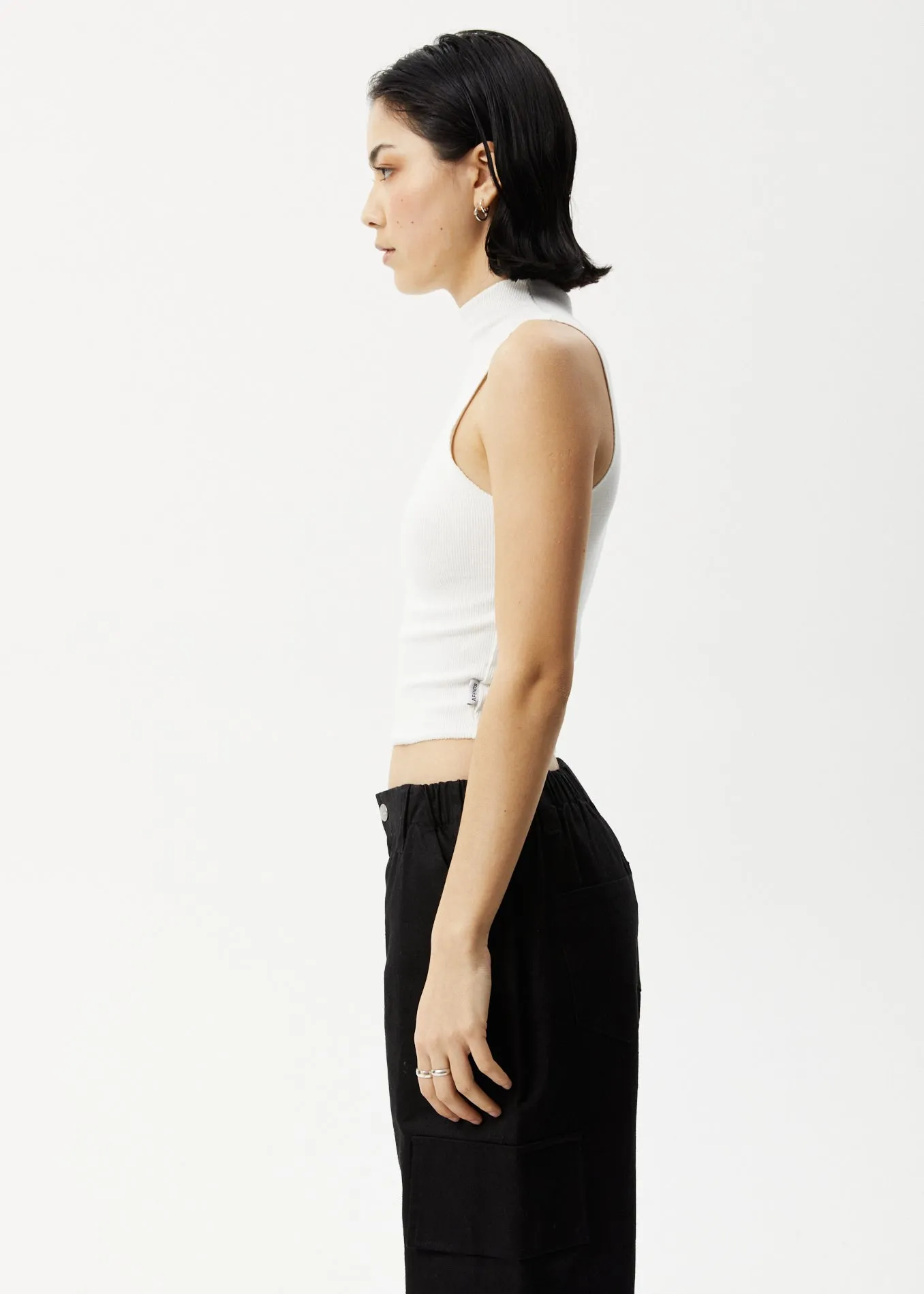 AFENDS Iconic - Rib High Neck Tank - Off White sold by Afends product image thumbnail 4