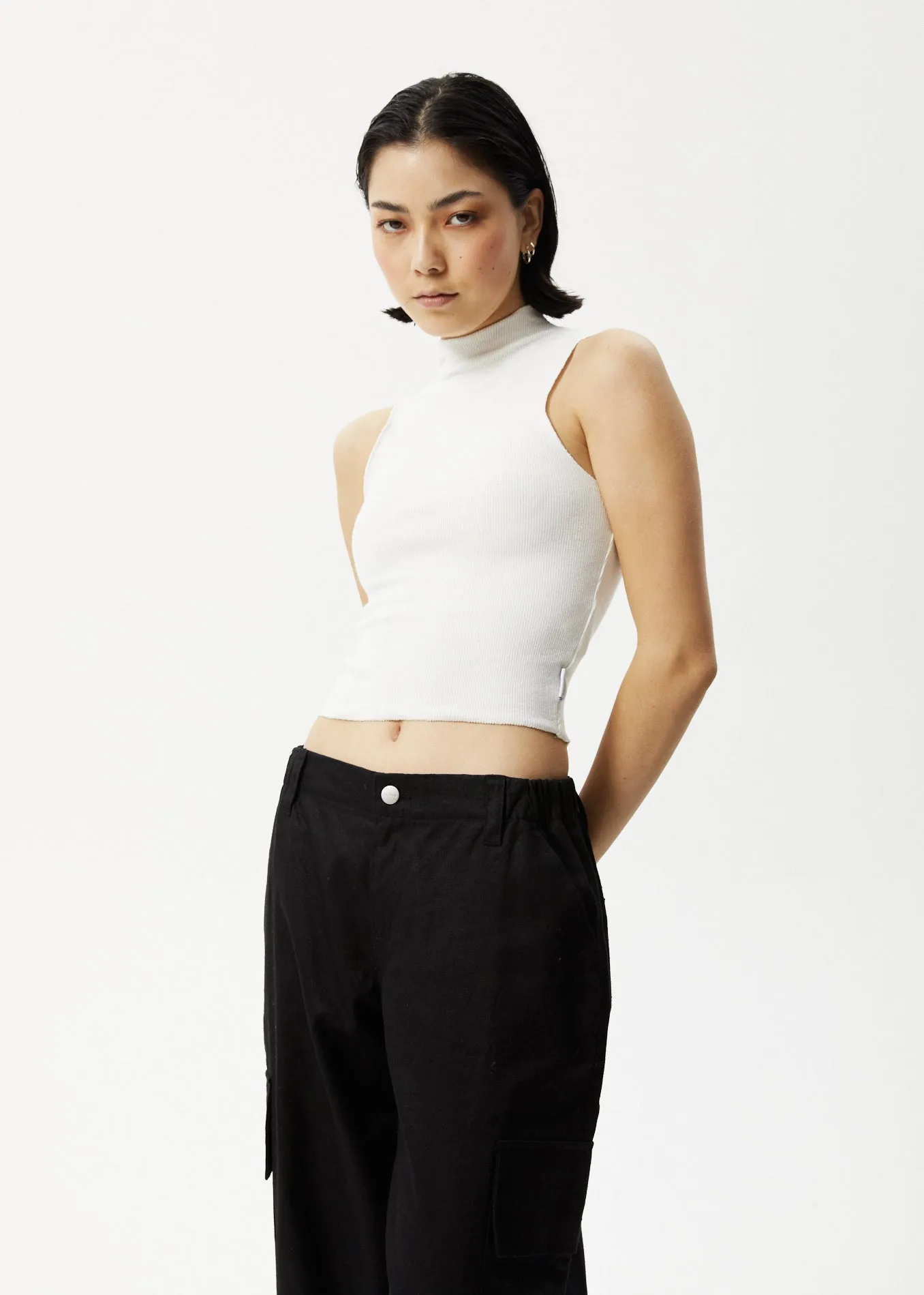 AFENDS Iconic - Rib High Neck Tank - Off White sold by Afends