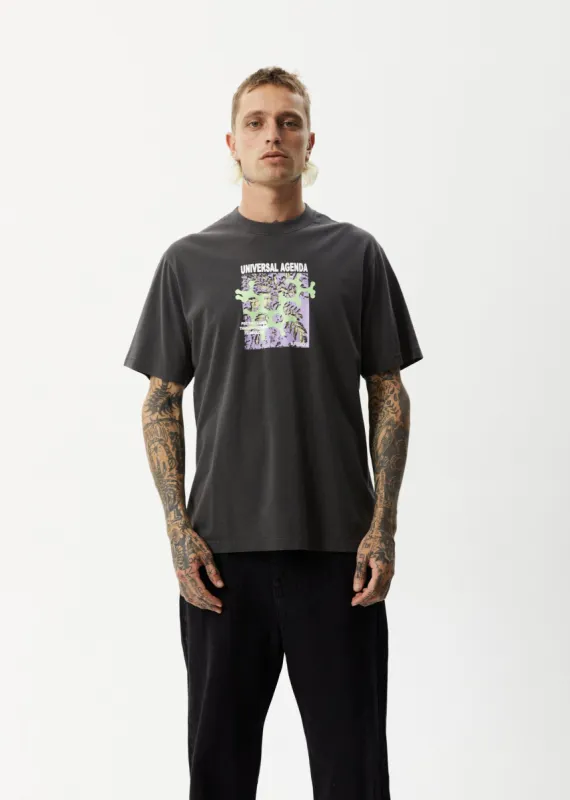 AFENDS Mens Universal - Retro Graphic T-Shirt - Stone Black sold by Afends