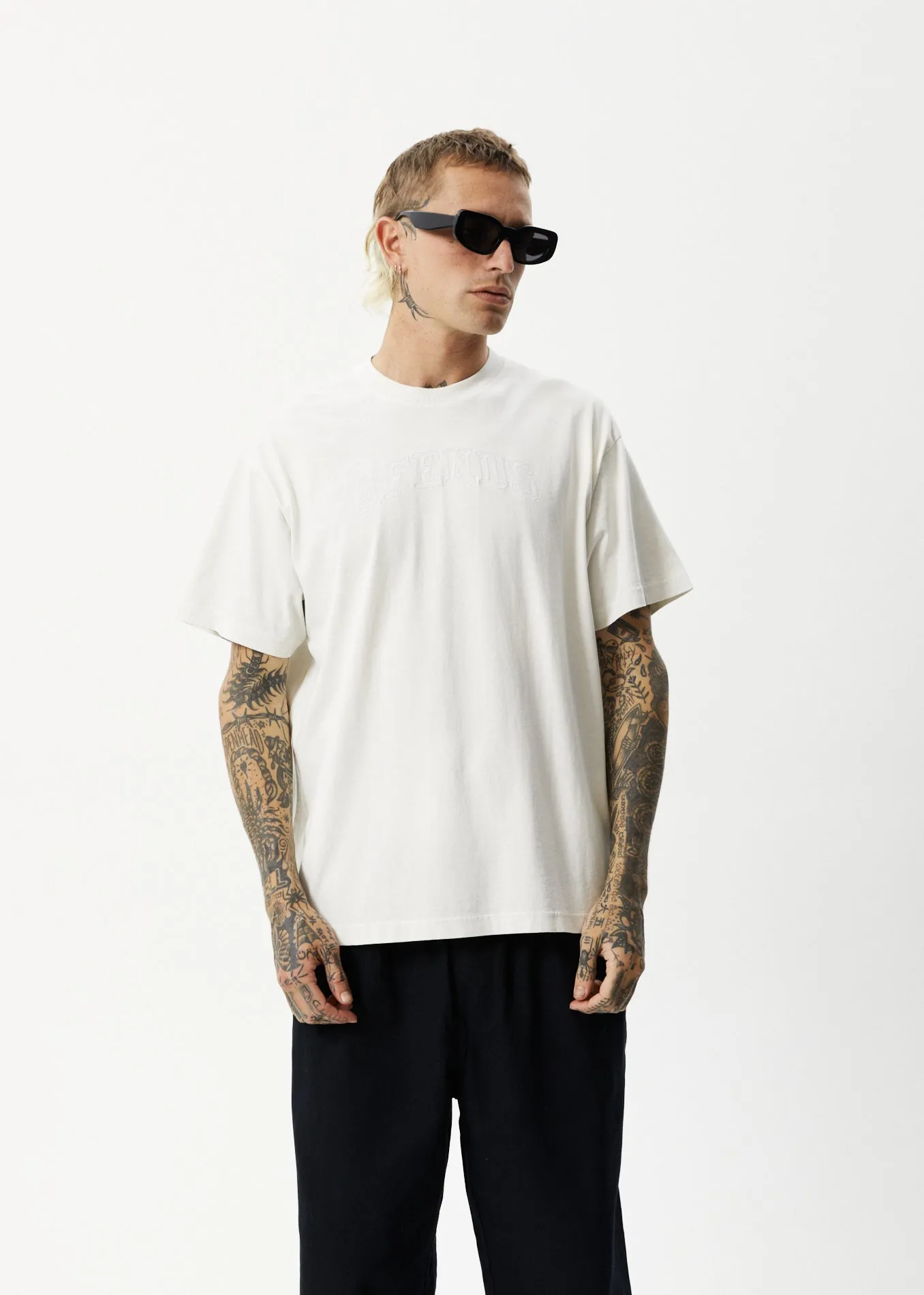 AFENDS Unlimited - Boxy Logo T-Shirt - Worn White sold by Afends