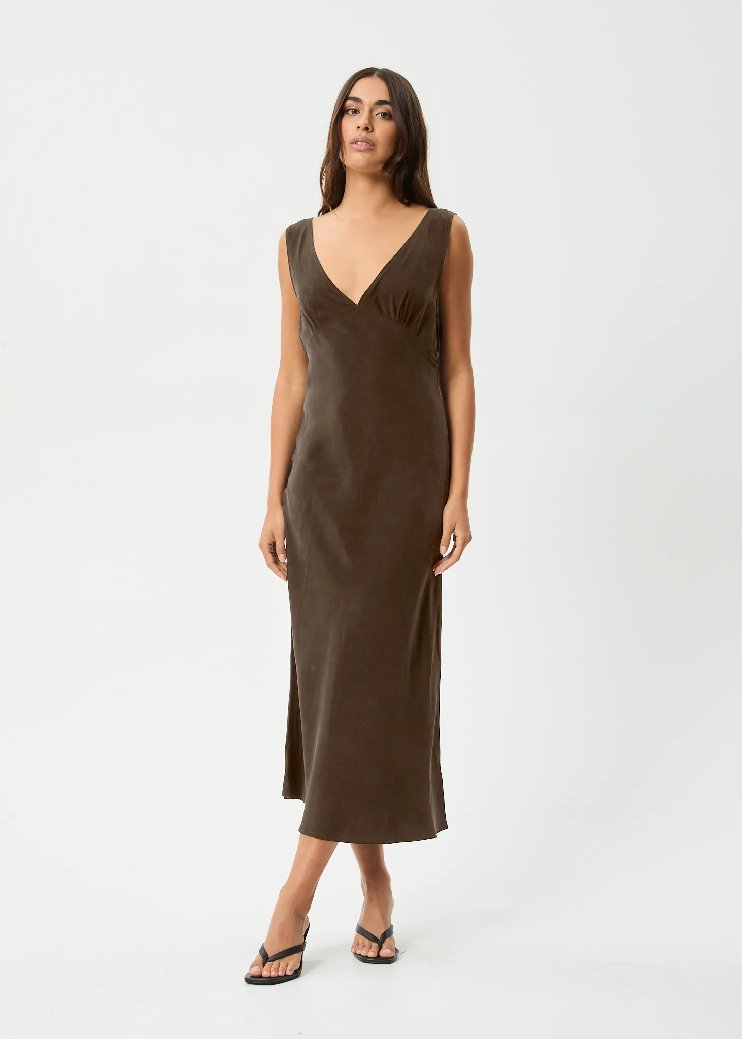 AFENDS Womens Gia - Cupro Maxi Dress - Coffee sold by Afends product image thumbnail 2