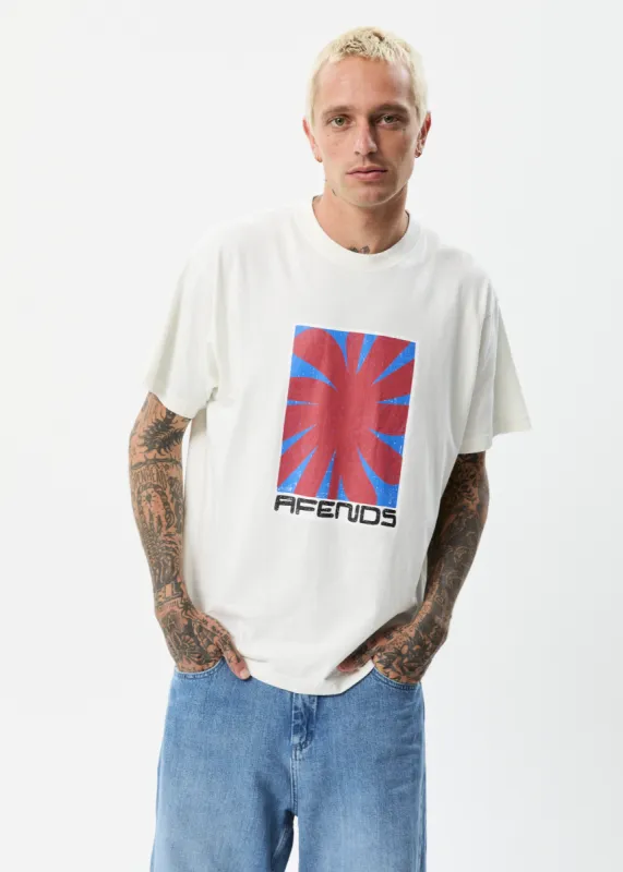 AFENDS Mens Holiday - Boxy Graphic T-Shirt - Off White sold by Afends
