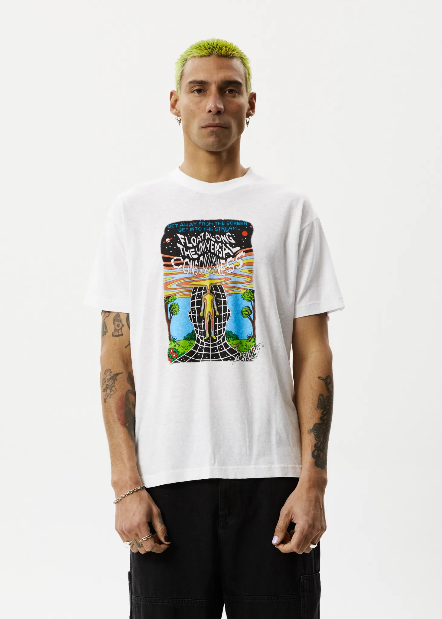 AFENDS Mens Next Level - Boxy Graphic T-Shirt - White sold by Afends product image thumbnail 2