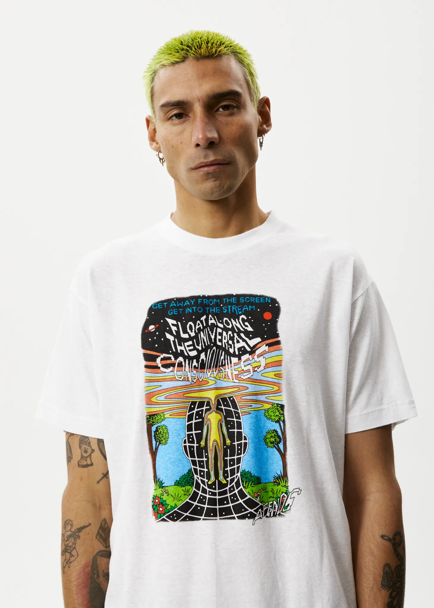 AFENDS Mens Next Level - Boxy Graphic T-Shirt - White sold by Afends product image thumbnail 3
