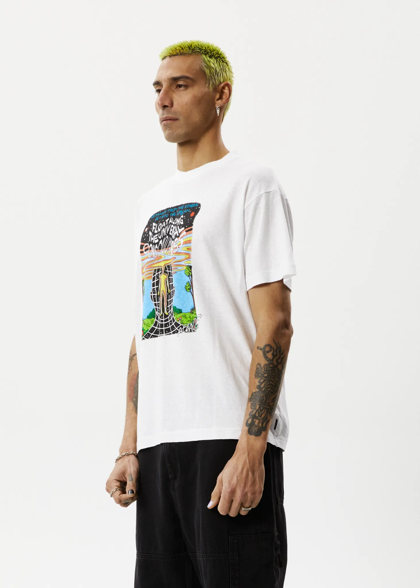 AFENDS Mens Next Level - Boxy Graphic T-Shirt - White sold by Afends product image thumbnail 5