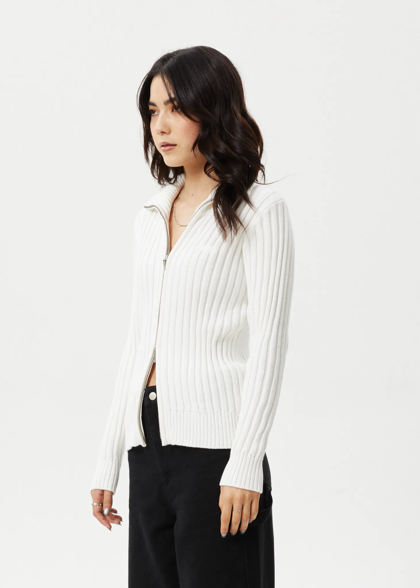 AFENDS Womens Vision - Knit Zip Through Cardigan - White sold by Afends product image thumbnail 3