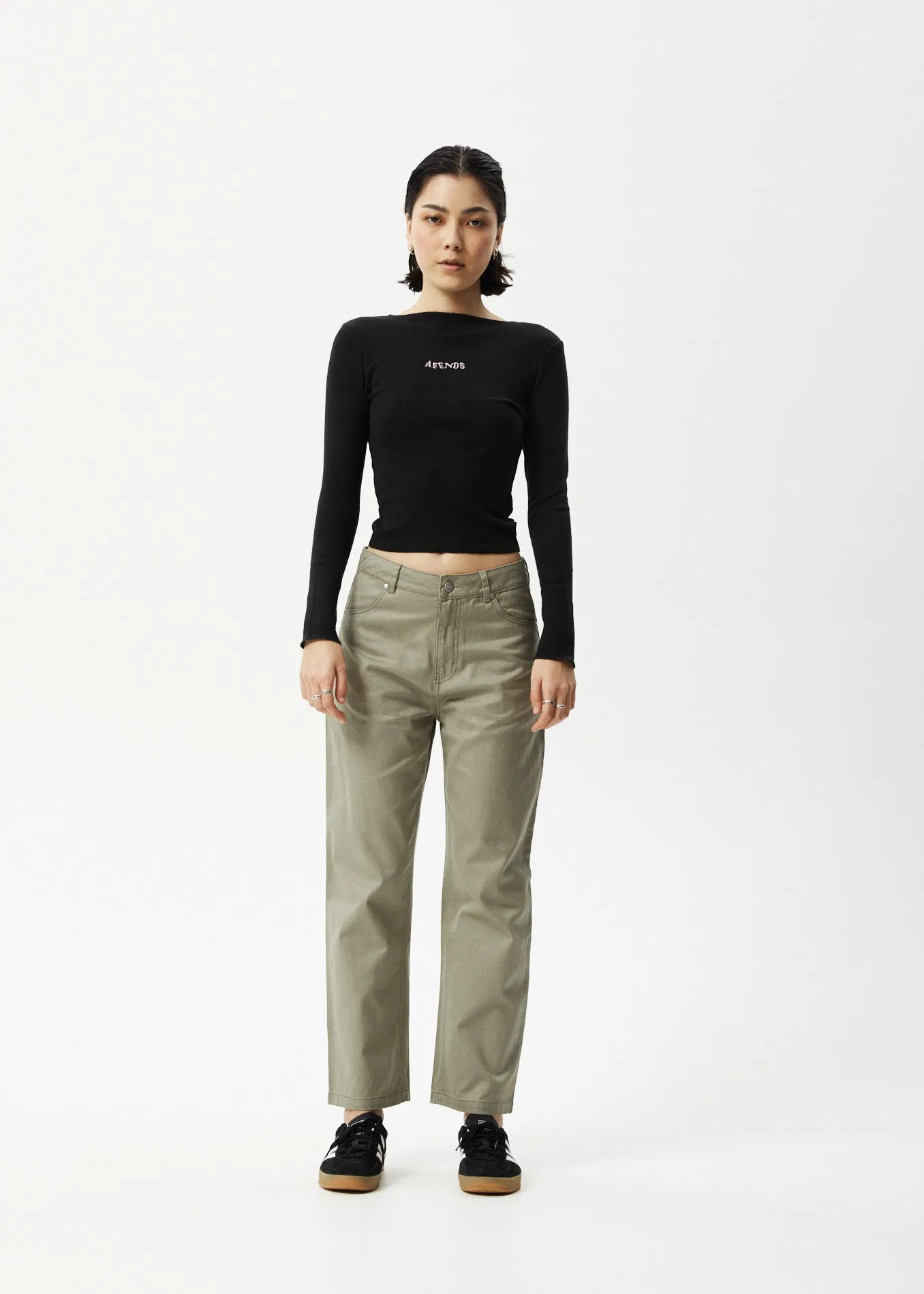 AFENDS Womens Day Dream Peony - Ribbed Long Sleeve Top - Black sold by Afends product image thumbnail 3