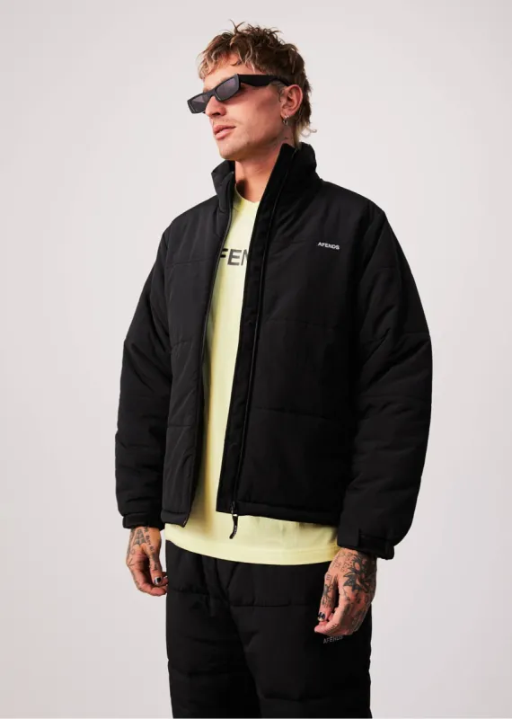 AFENDS Mens Question Everything - Puffer Jacket - Black | Parallel