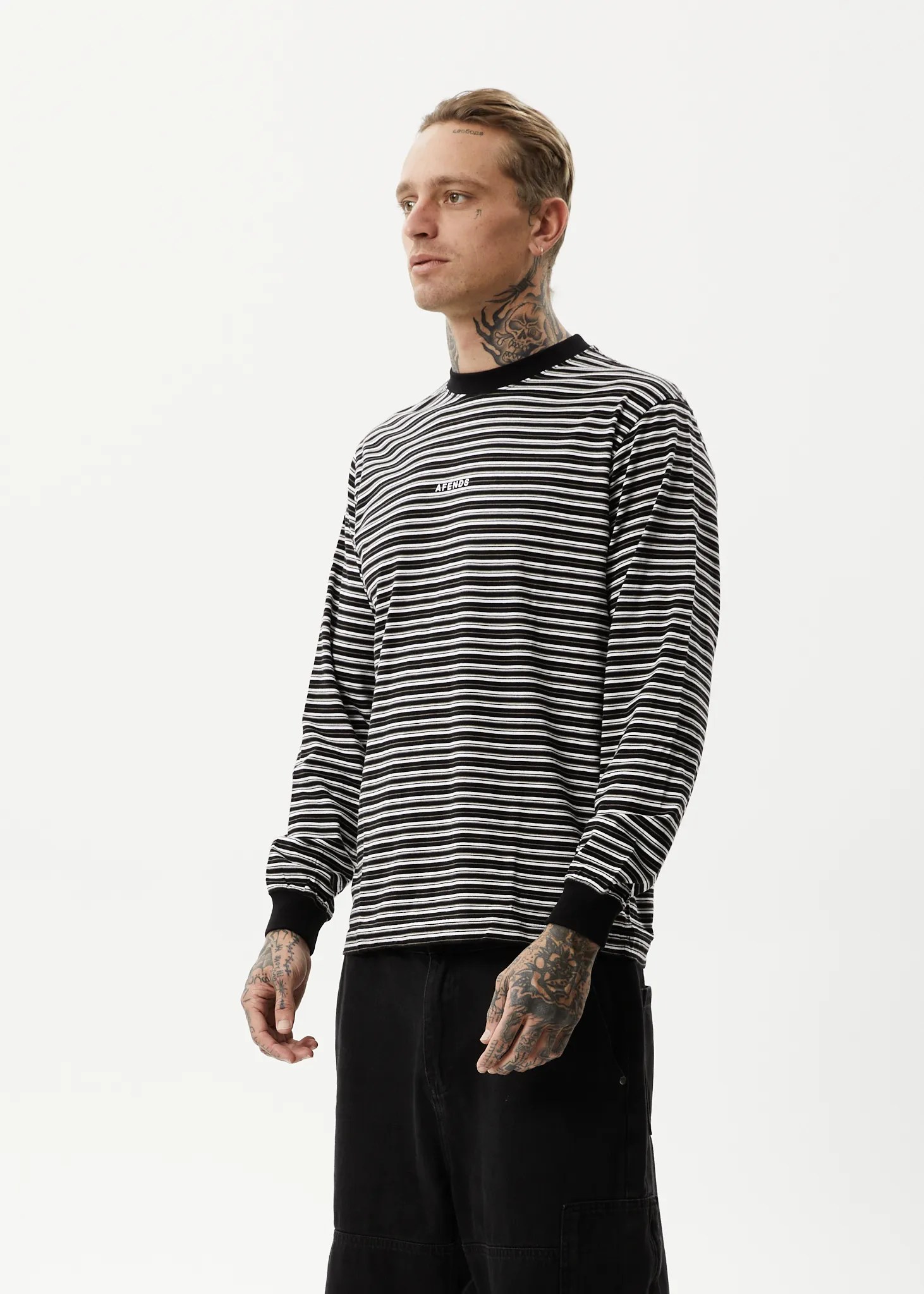 AFENDS Mens Ender - Striped Long Sleeve T-Shirt - White sold by Afends product image thumbnail 5