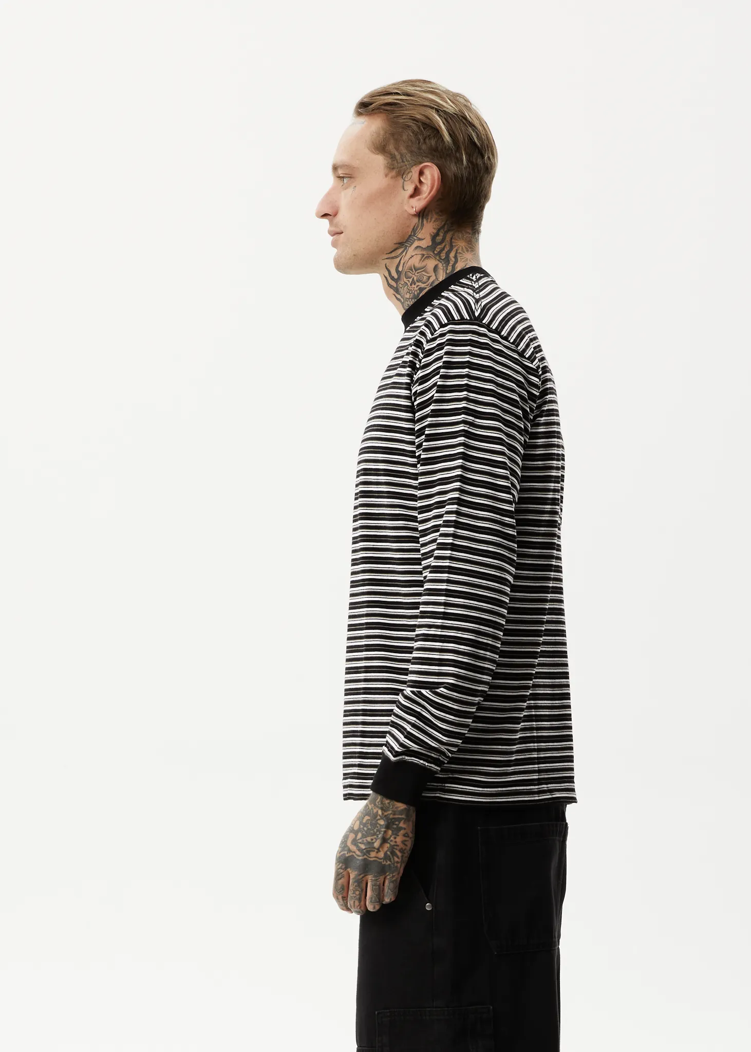 AFENDS Mens Ender - Striped Long Sleeve T-Shirt - White sold by Afends product image thumbnail 4
