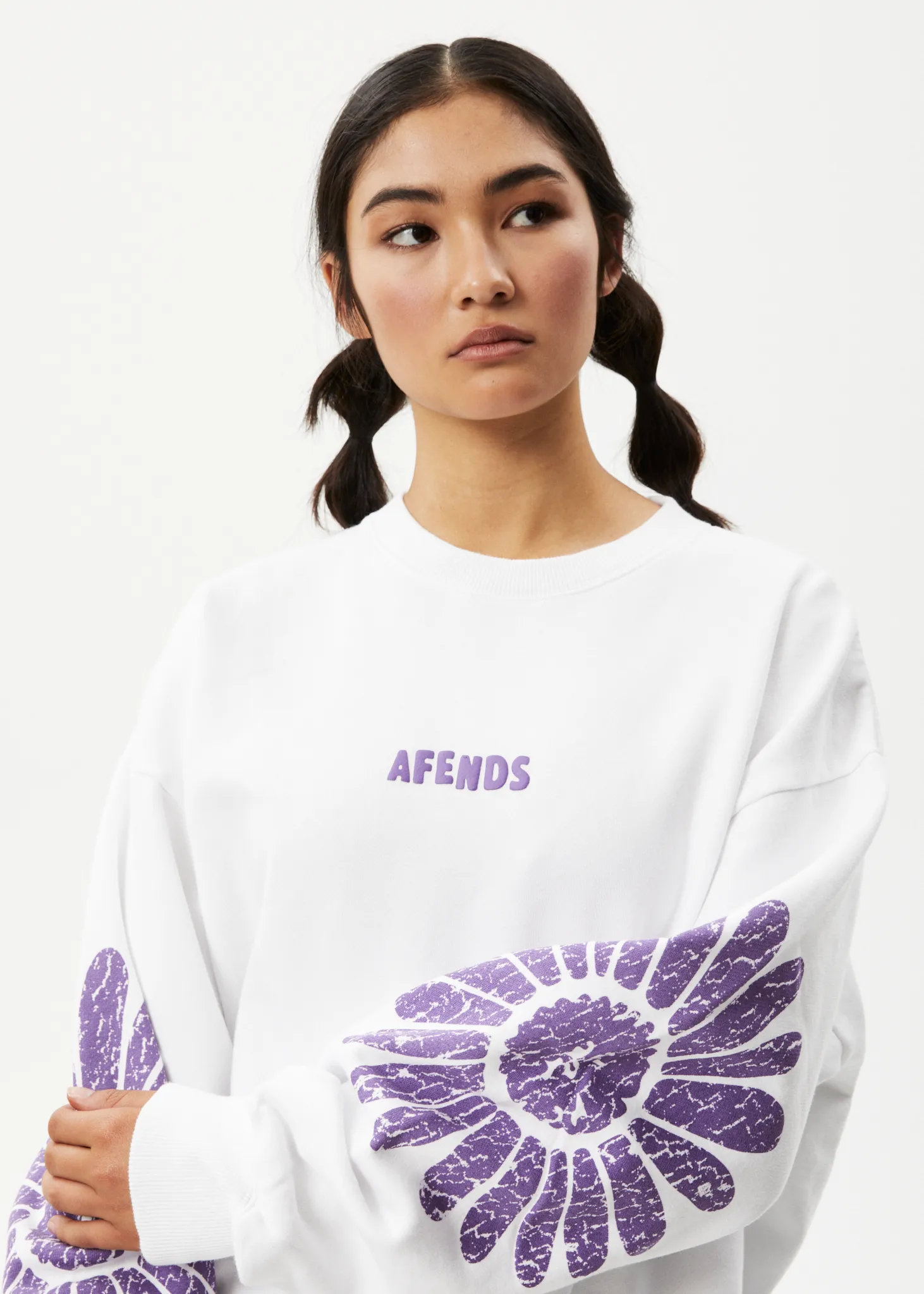 AFENDS Womens Daisy - Crew Neck Jumper - White sold by Afends