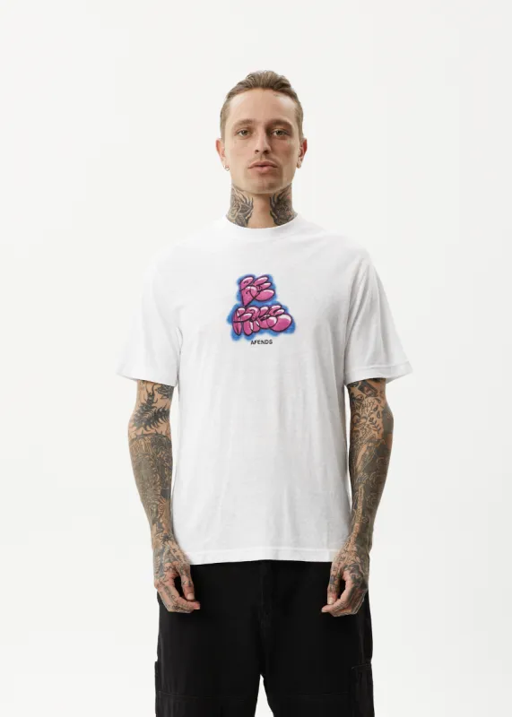 AFENDS Mens Planetary - Retro Graphic T-Shirt - White sold by Afends