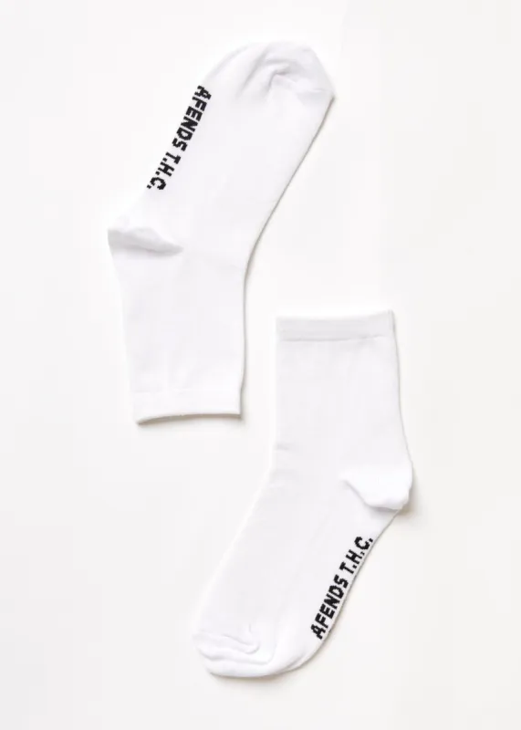 AFENDS Unisex All Time - Crew Socks - White sold by Afends