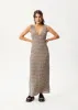 AFENDS Womens Base - Seersucker Maxi Dress - Coffee Check sold by Afends