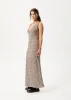 AFENDS Womens Base - Seersucker Maxi Dress - Coffee Check sold by Afends