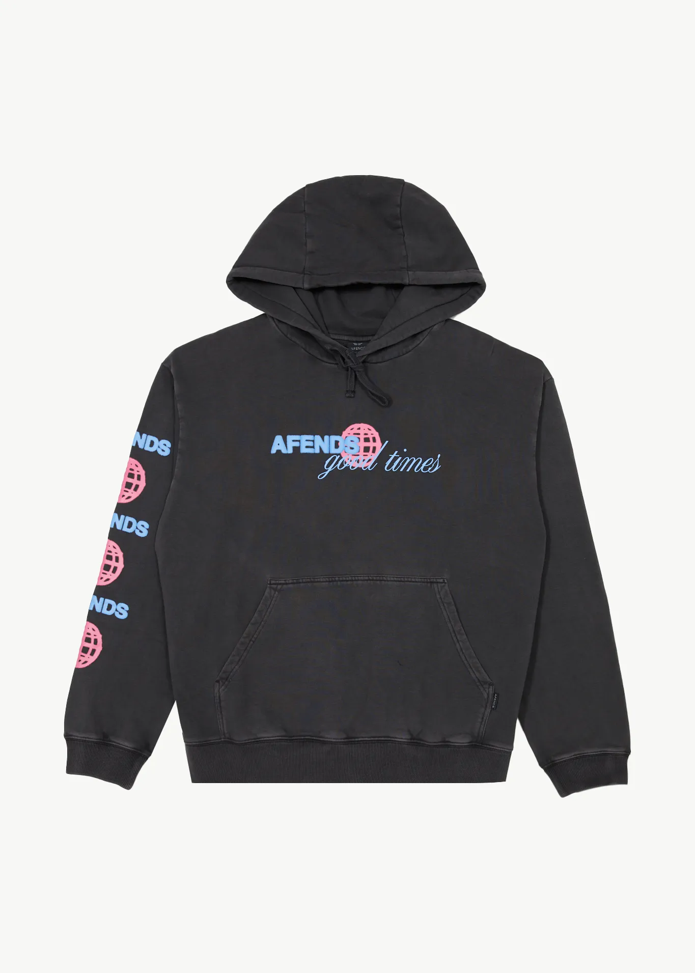 AFENDS Mens Good Times - Logo Hoodie - Stone Black sold by Afends