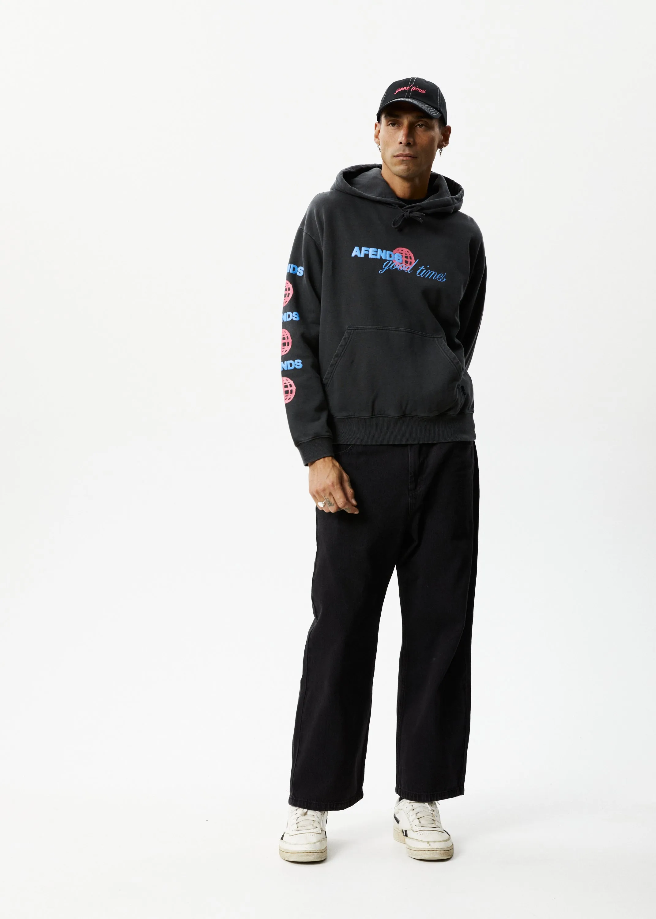 AFENDS Mens Good Times - Logo Hoodie - Stone Black sold by Afends product image thumbnail 5