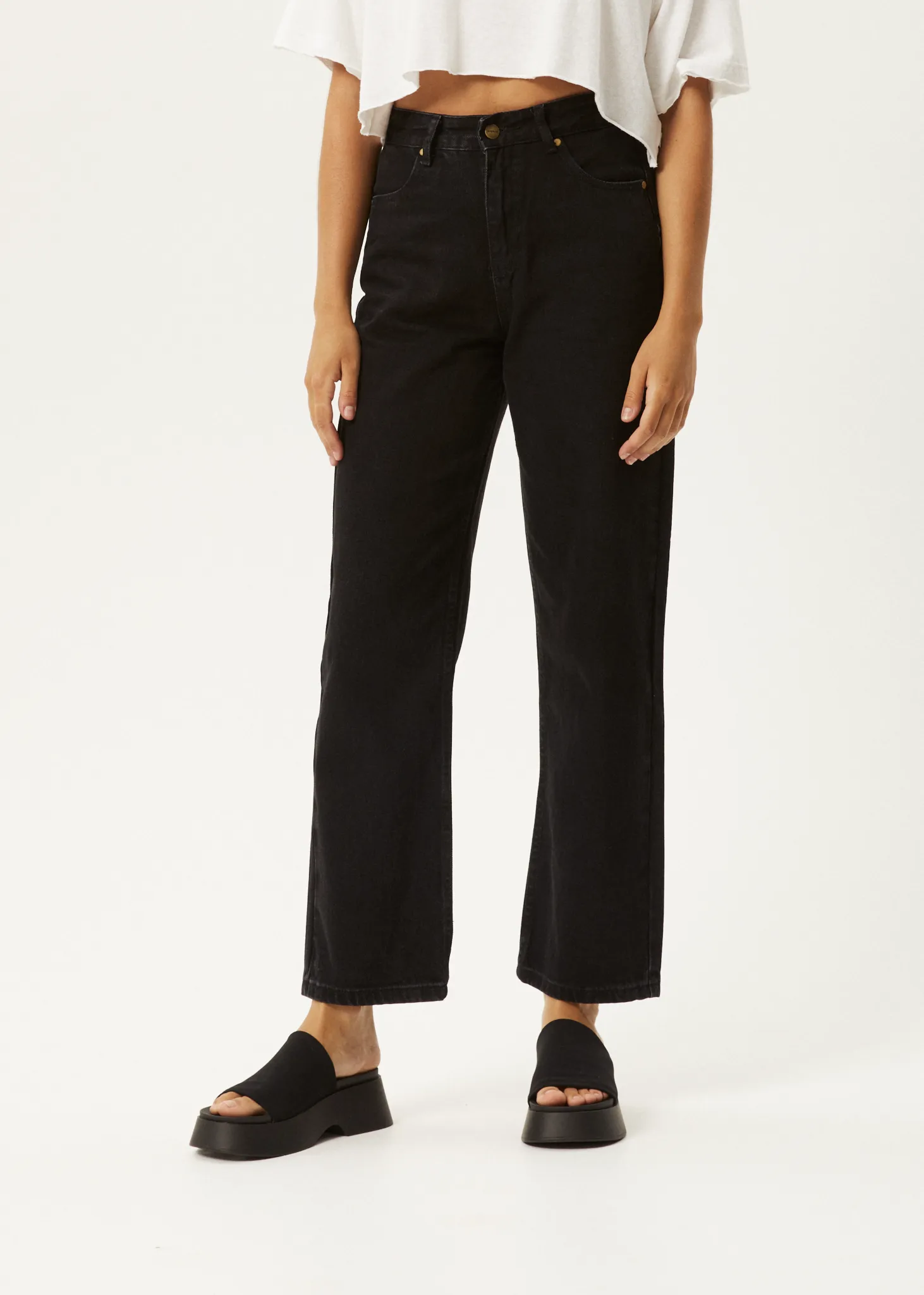 AFENDS Womens Shelby - Denim Straight Leg Jean - Washed Black sold by Afends product image thumbnail 3