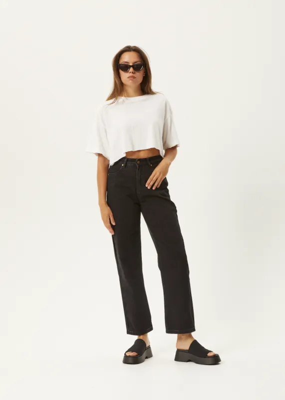 AFENDS Womens Shelby - Denim Straight Leg Jean - Washed Black sold by Afends