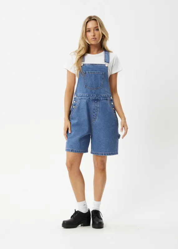 AFENDS Womens Lil Louis - Denim Overall - Worn Blue sold by Afends