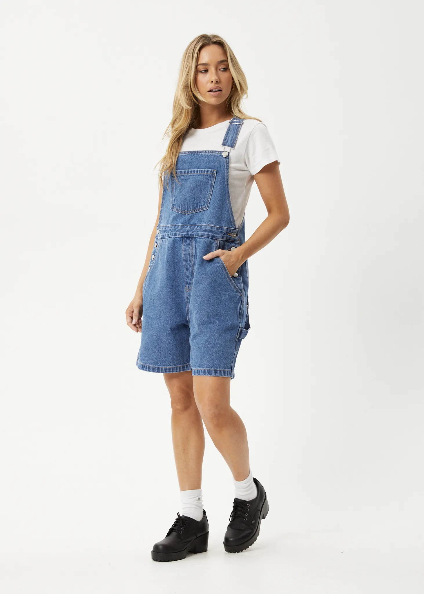 AFENDS Womens Lil Louis - Denim Overall - Worn Blue sold by Afends product image thumbnail 3
