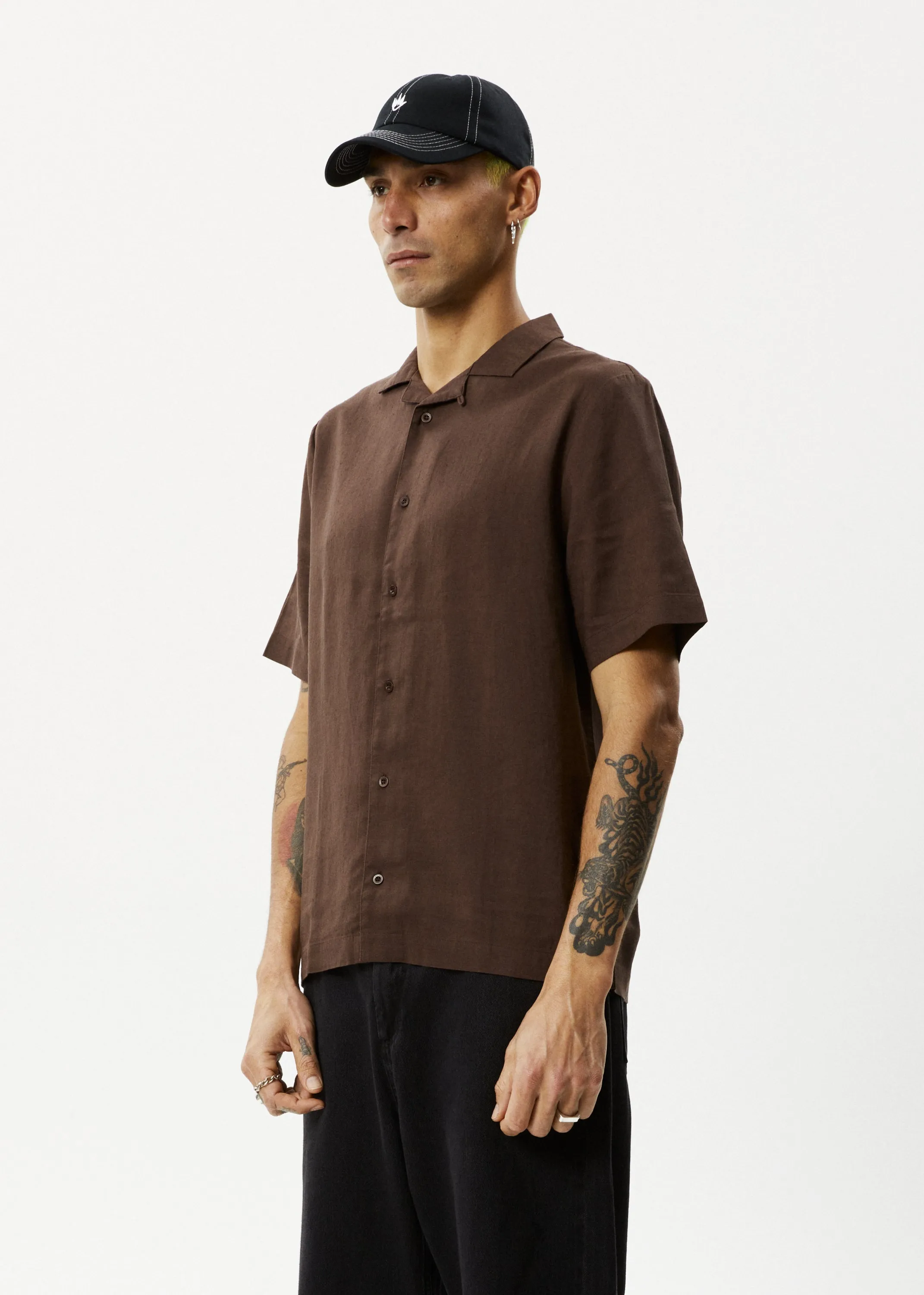 AFENDS Mens Daily - Cuban Short Sleeve Shirt - Coffee sold by Afends product image thumbnail 4