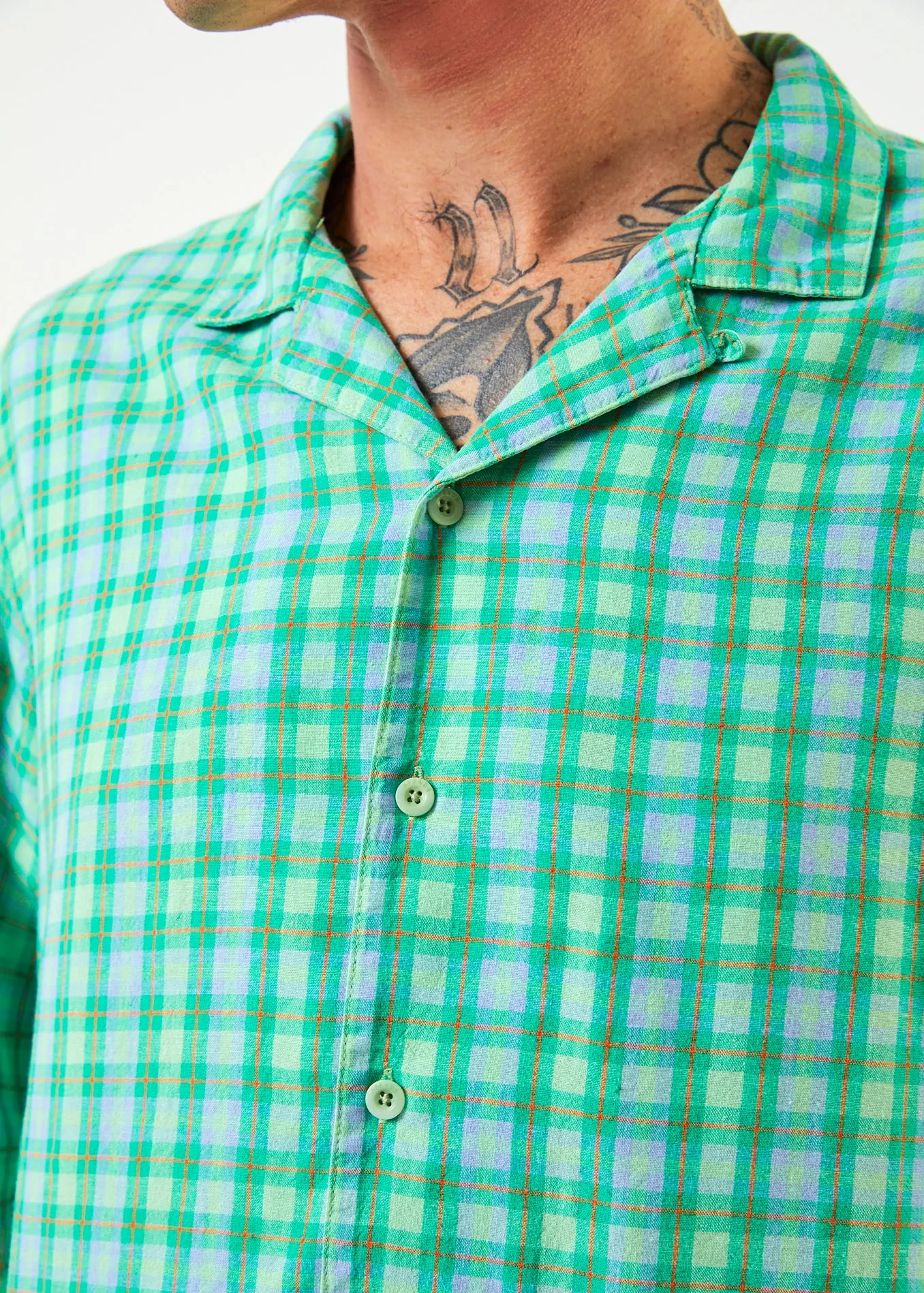AFENDS Mens Meadows - Check Long Sleeve Shirt - Forest Check sold by Afends product image thumbnail 2