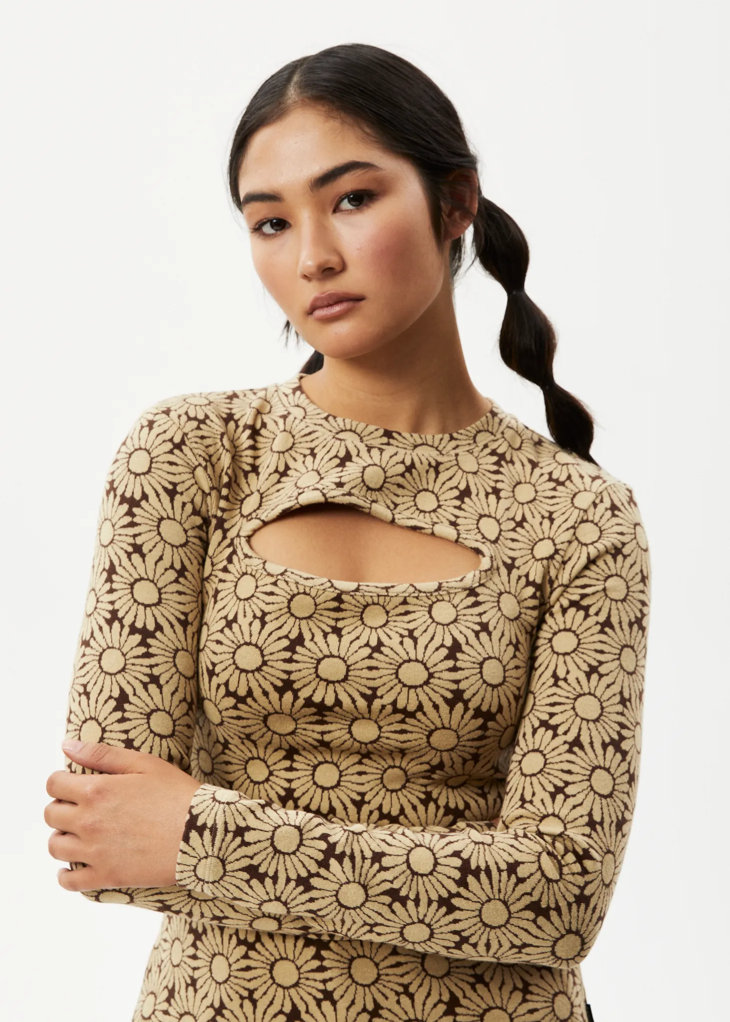 AFENDS Womens Daisy - Long Sleeve Cut Out Top - Toffee sold by Afends product image thumbnail 2