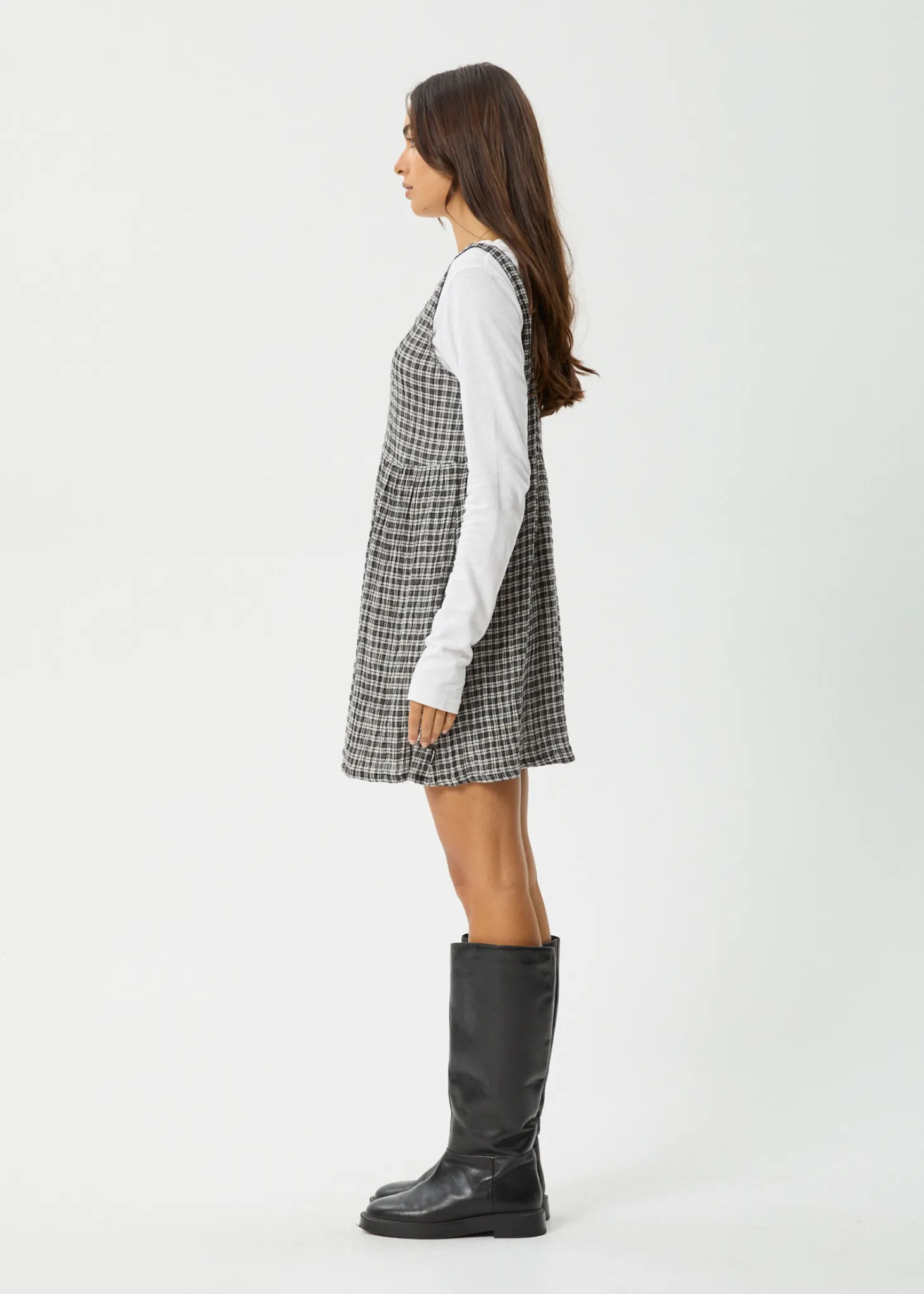 AFENDS Womens Asta Jesse - Seersucker Mini Dress - Steel Check sold by Afends product image thumbnail 3