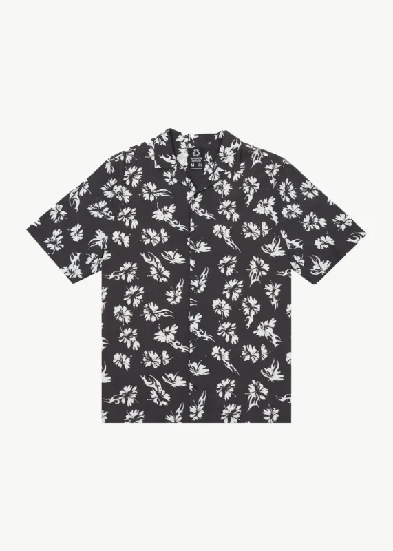 AFENDS Mens Hibiscus - Cuban Shirt - Black sold by Afends