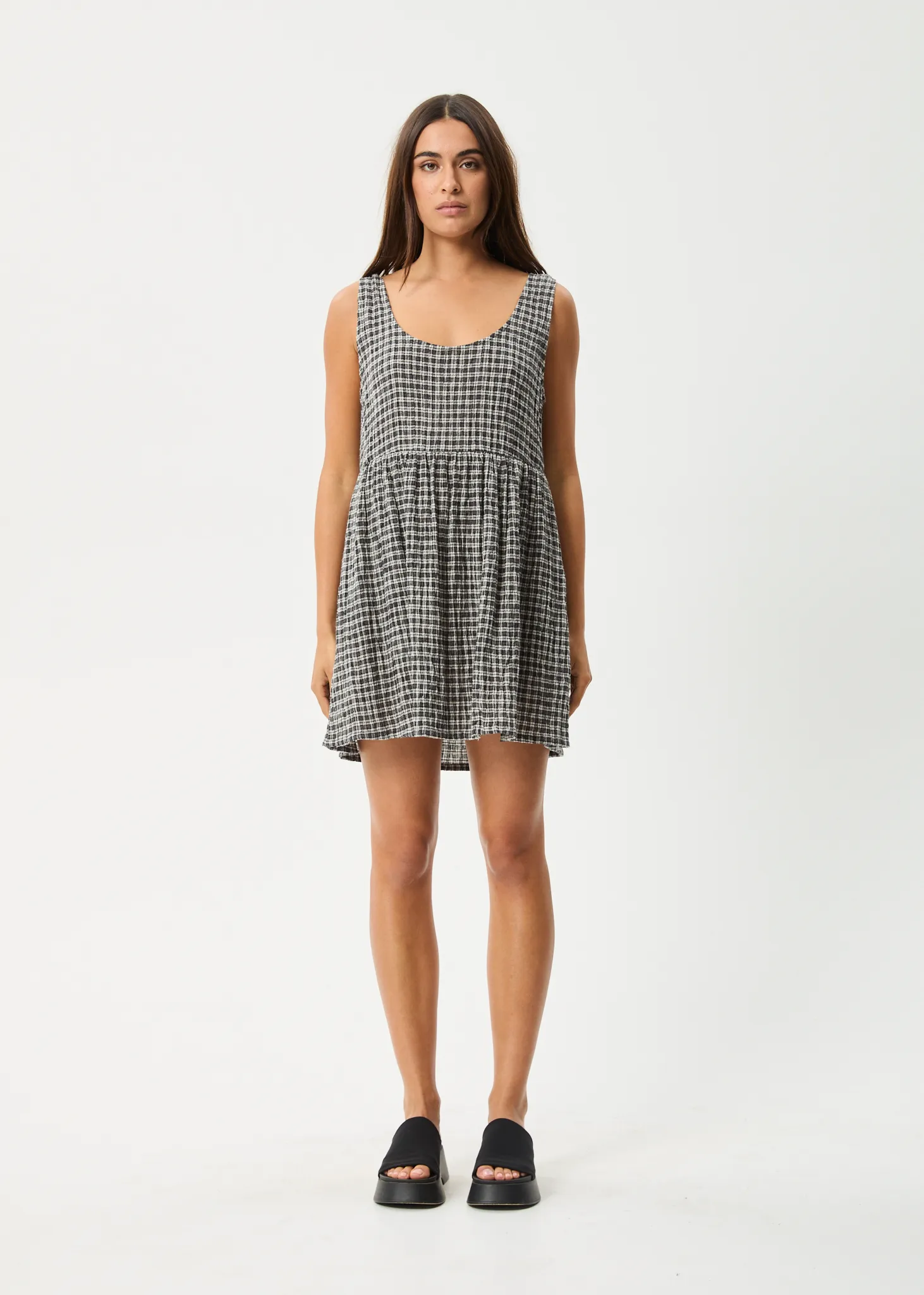 AFENDS Womens Asta Jesse - Seersucker Mini Dress - Steel Check sold by Afends product image thumbnail 5