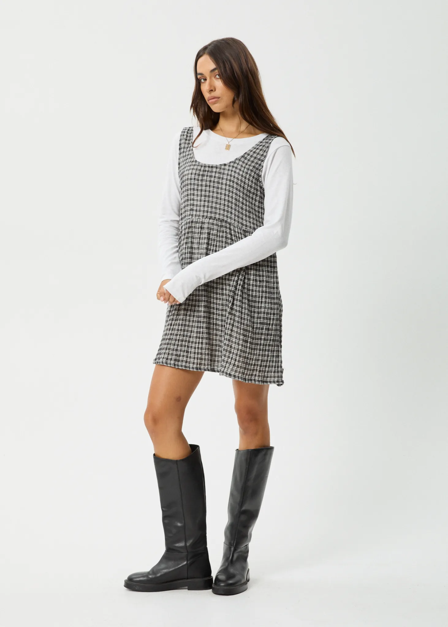 AFENDS Womens Asta Jesse - Seersucker Mini Dress - Steel Check sold by Afends product image thumbnail 2