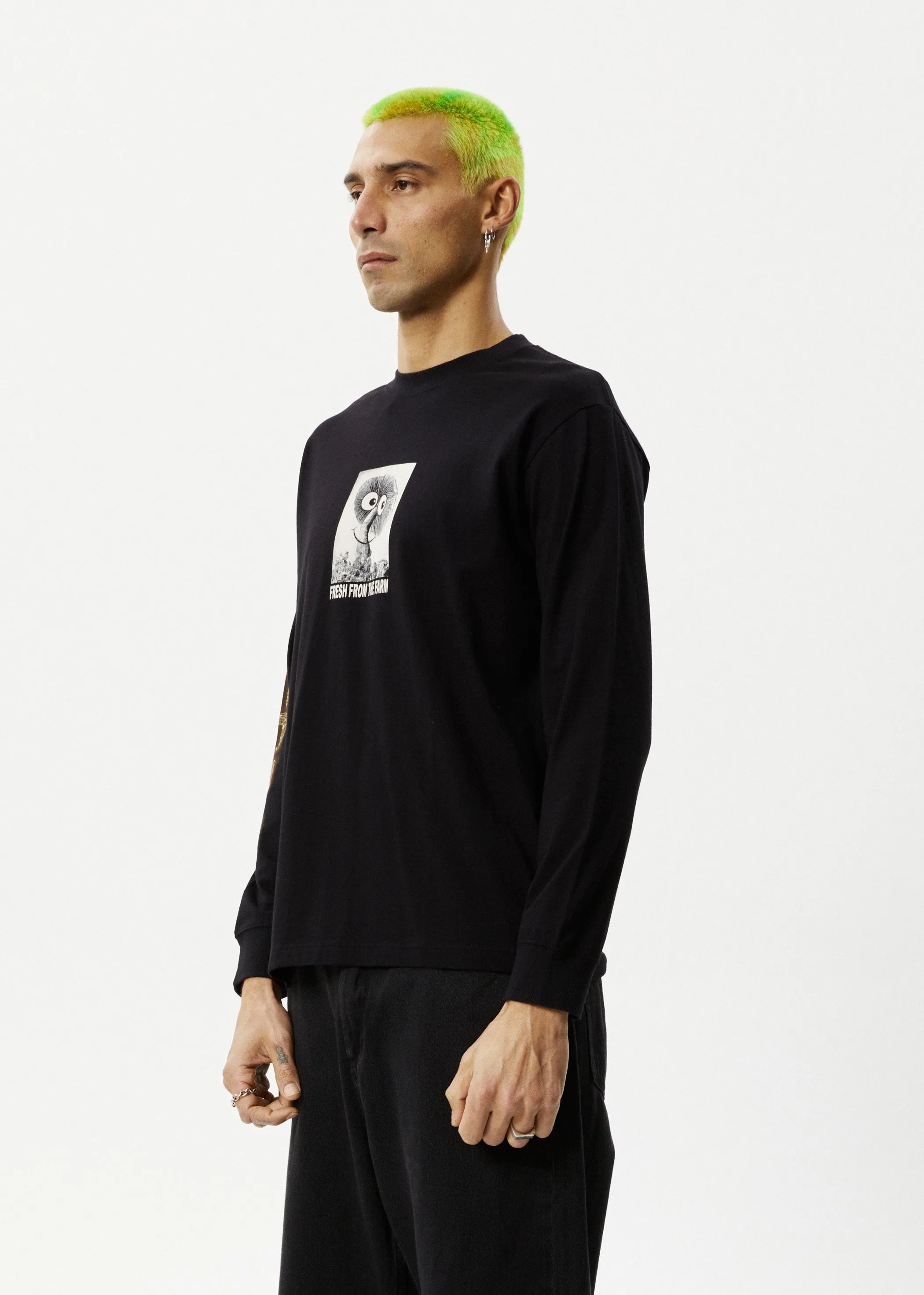 AFENDS Mens Farm Fresh - Long Sleeve T-Shirt - Black sold by Afends product image thumbnail 5