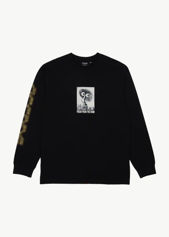 AFENDS Mens Farm Fresh - Long Sleeve T-Shirt - Black sold by Afends