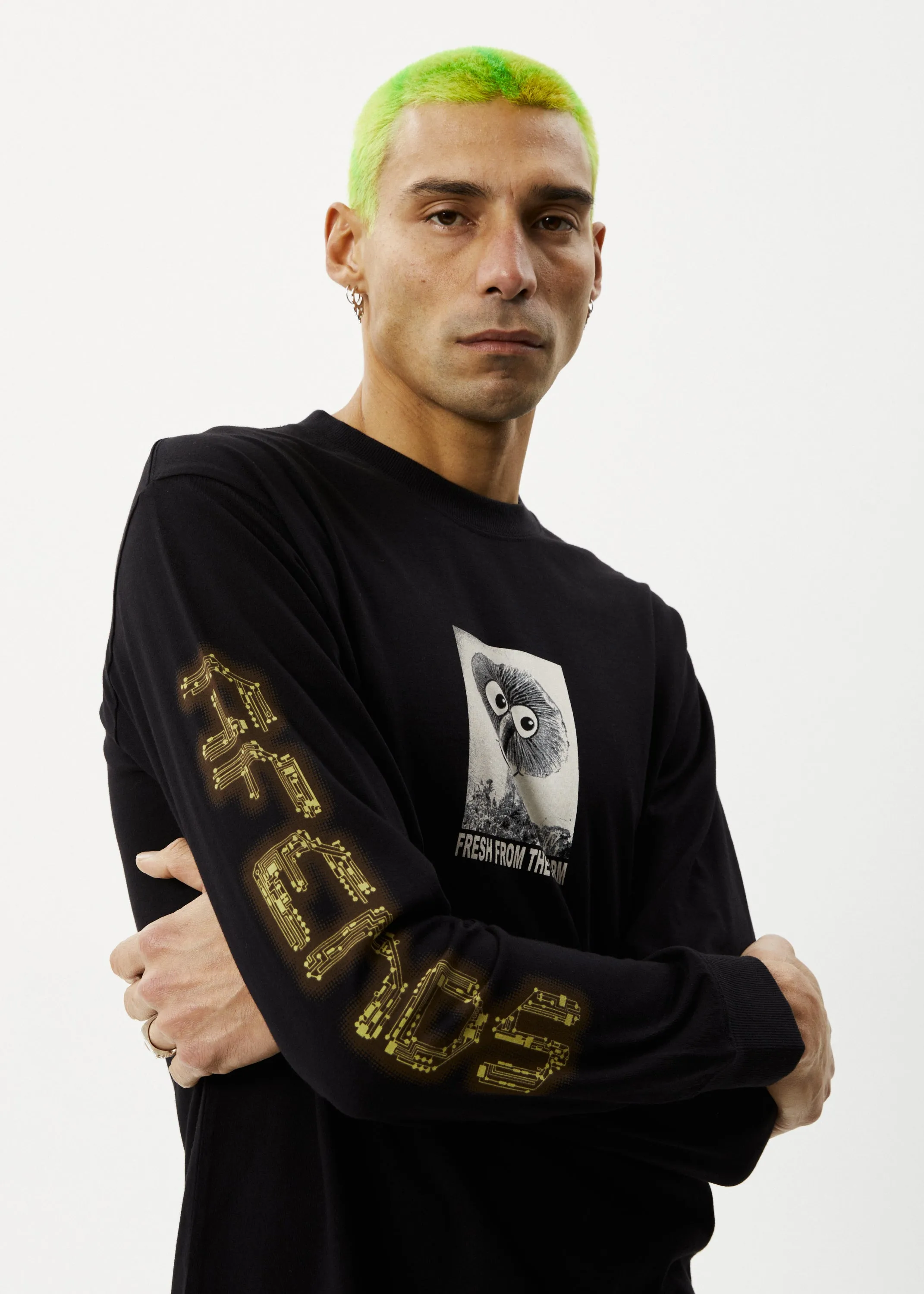 AFENDS Mens Farm Fresh - Long Sleeve T-Shirt - Black sold by Afends product image thumbnail 3