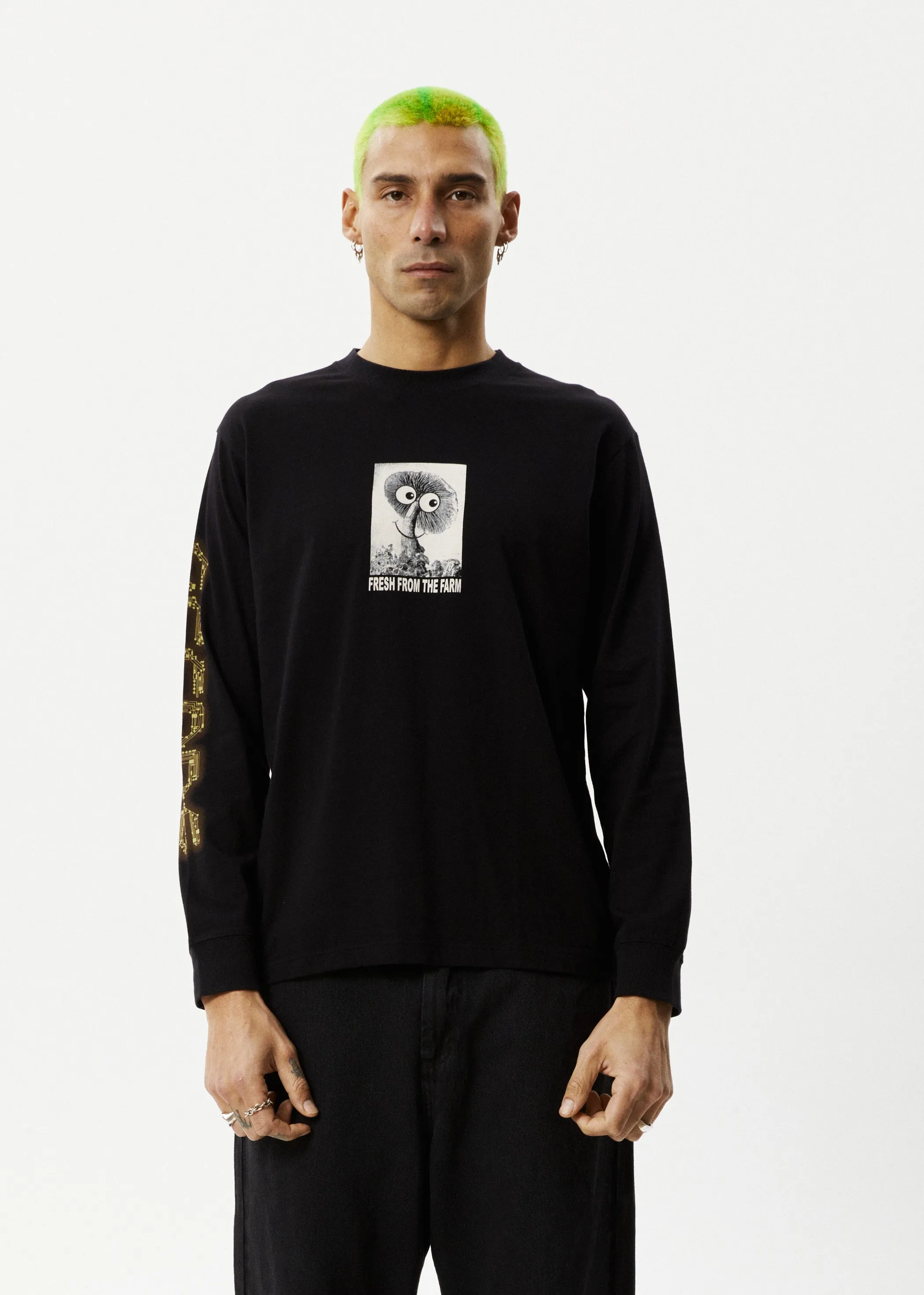 AFENDS Mens Farm Fresh - Long Sleeve T-Shirt - Black sold by Afends product image thumbnail 2