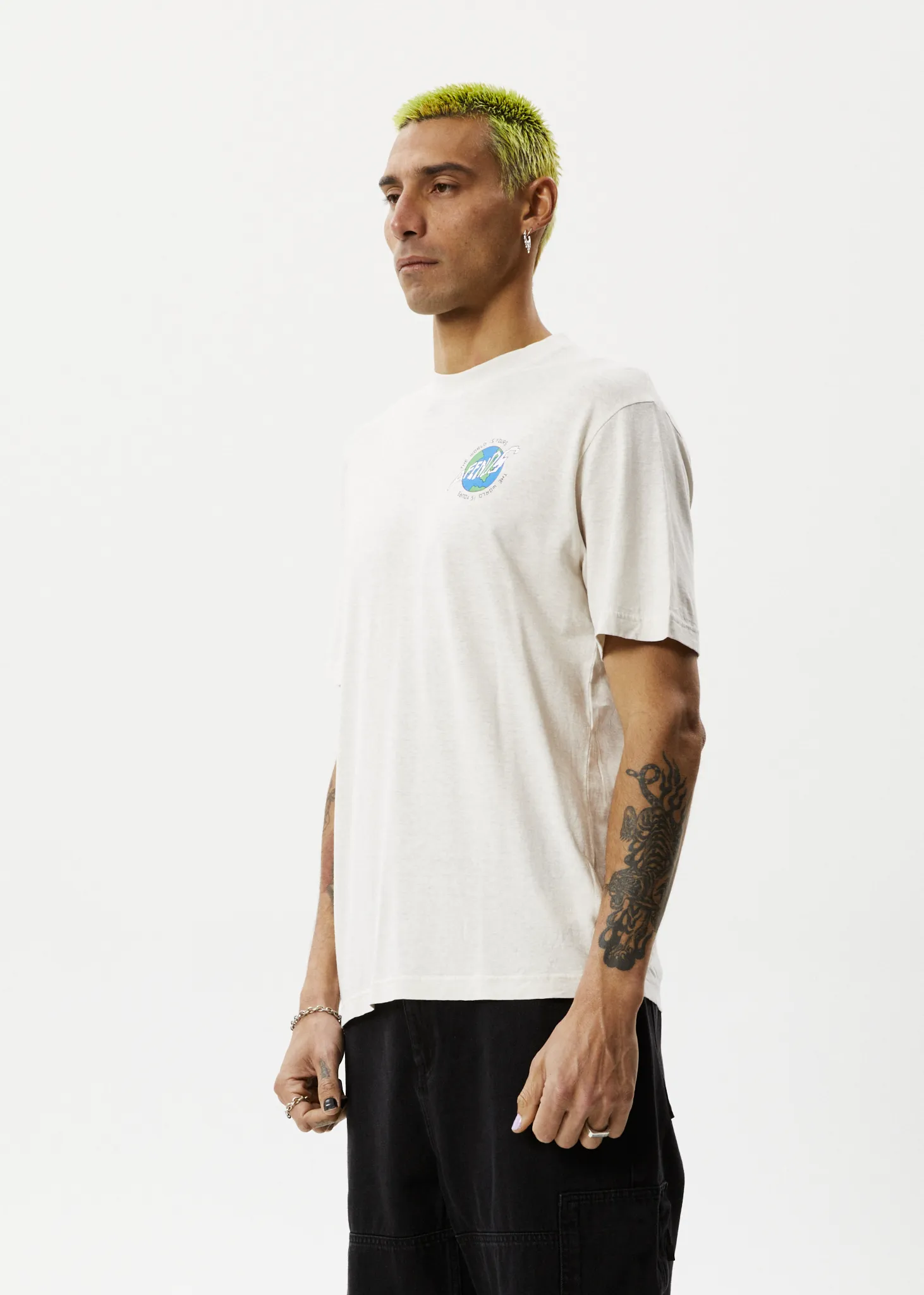 AFENDS Mens Orbital - Retro Graphic T-Shirt - Moonbeam sold by Afends product image thumbnail 5