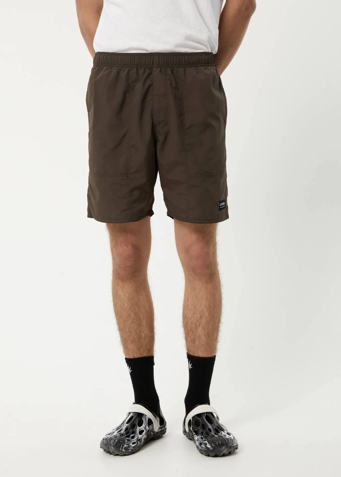 AFENDS Mens Baywatch Misprint - Elastic Waist Shorts - Coffee sold by Afends product image thumbnail 2
