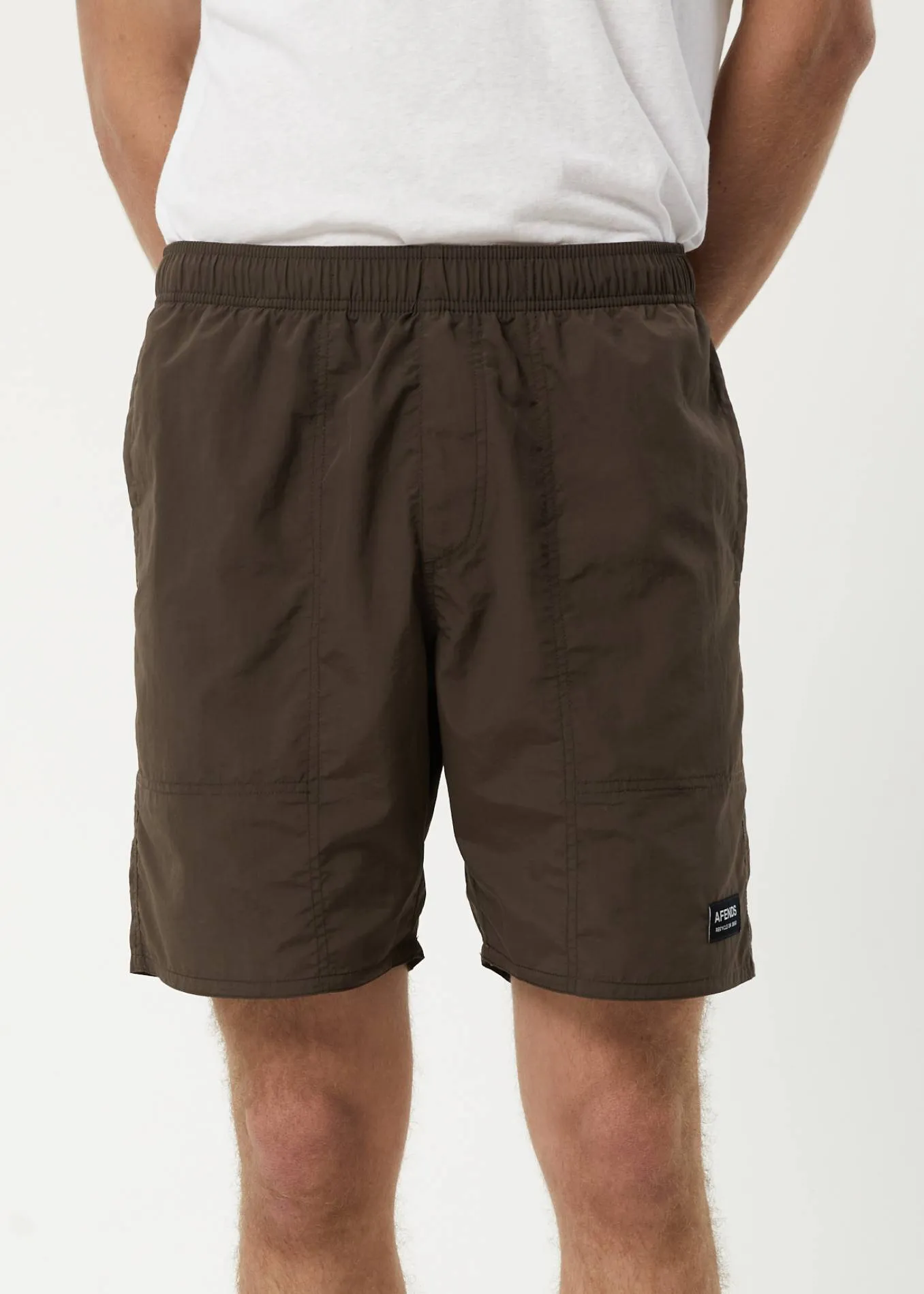 AFENDS Mens Baywatch Misprint - Elastic Waist Shorts - Coffee sold by Afends product image thumbnail 3