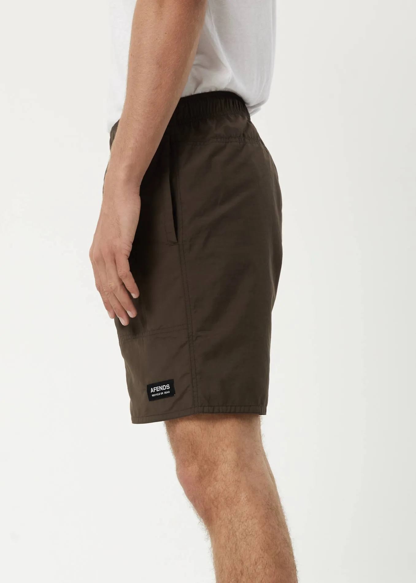 AFENDS Mens Baywatch Misprint - Elastic Waist Shorts - Coffee sold by Afends product image thumbnail 4
