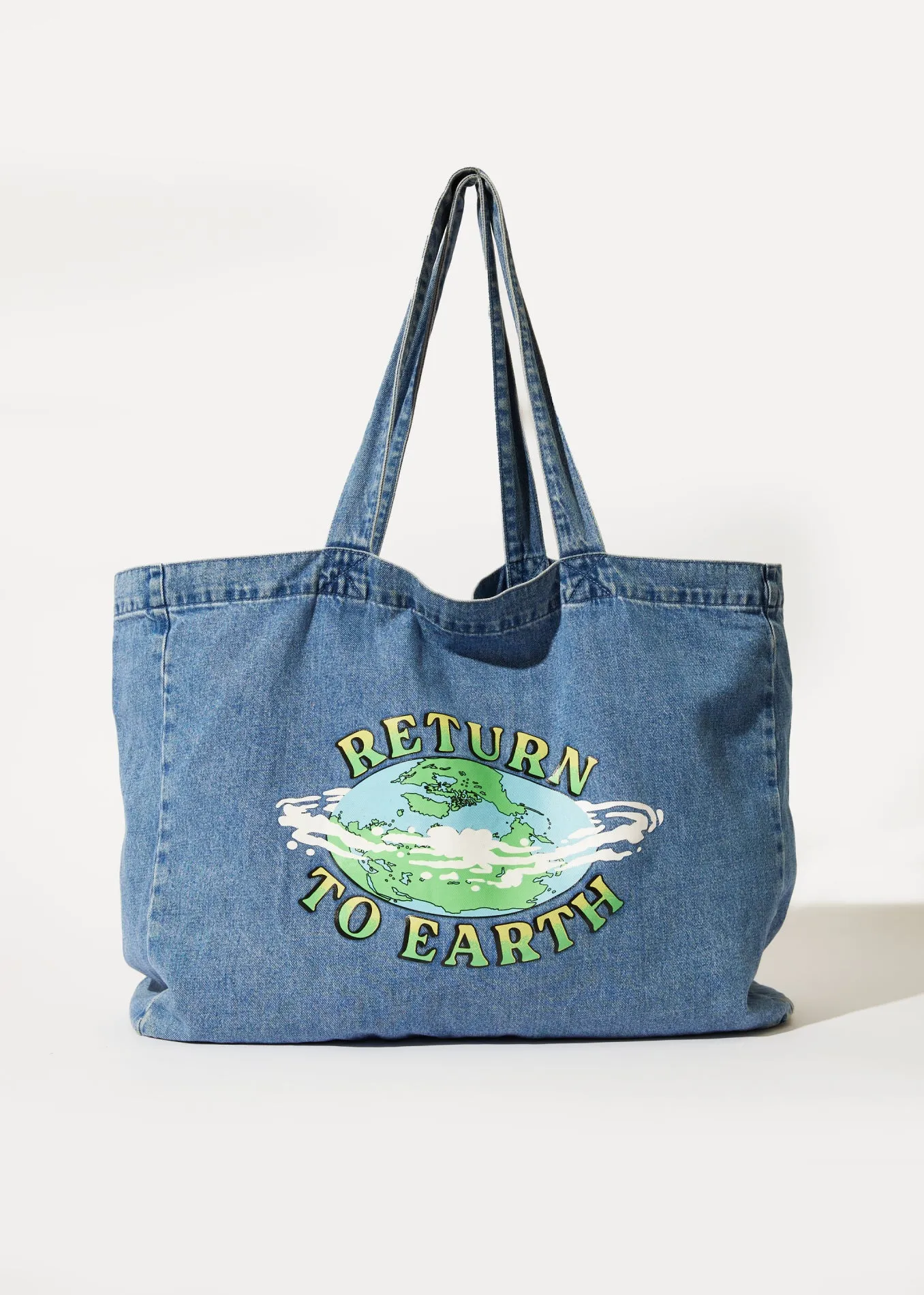 AFENDS Unisex House Of Darwin - Denim Oversized Tote Bag - Worn Blue sold by Afends