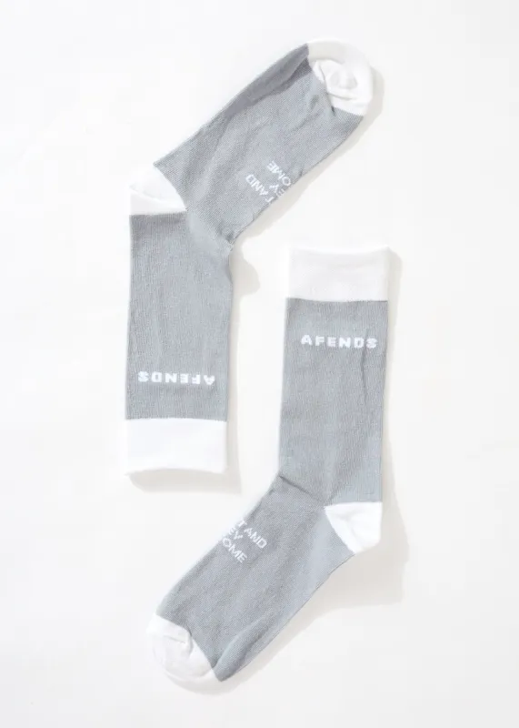 AFENDS Unisex Build It - Crew Socks - Grey sold by Afends