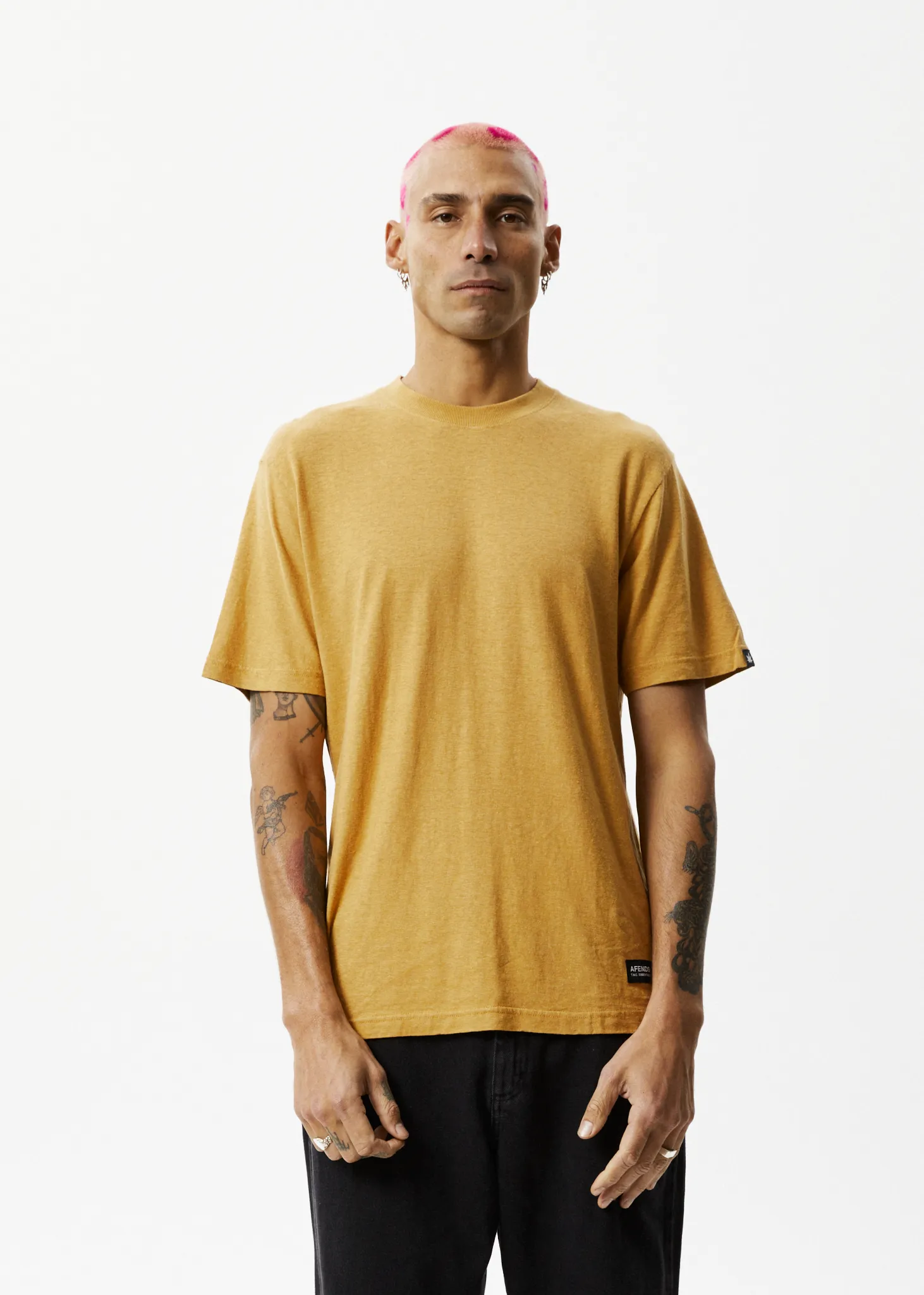 AFENDS Mens Classic - Retro Tee - Mustard sold by Afends