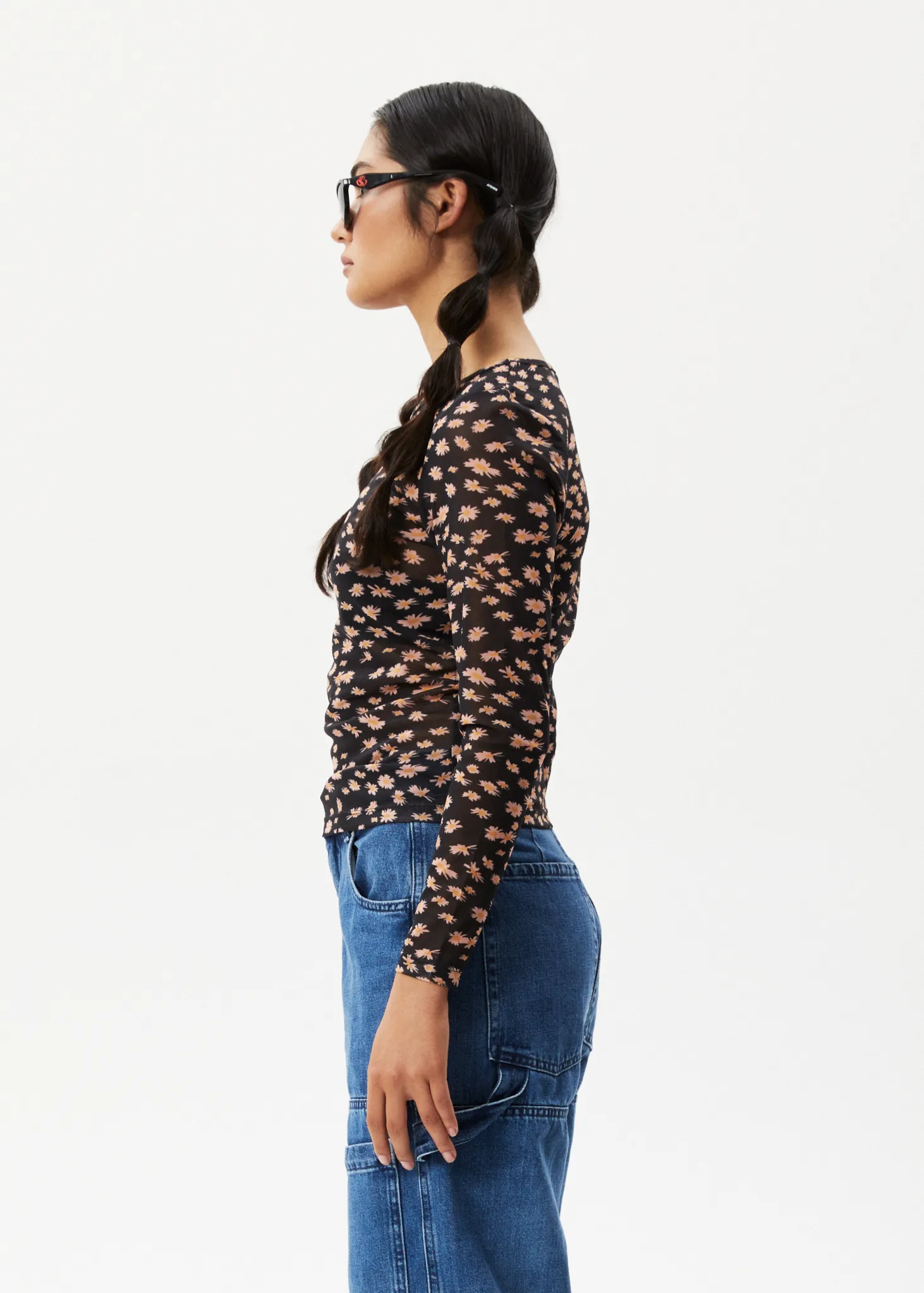 AFENDS Womens Hazey - Sheer Long Sleeve Top - Black Floral sold by Afends product image thumbnail 5
