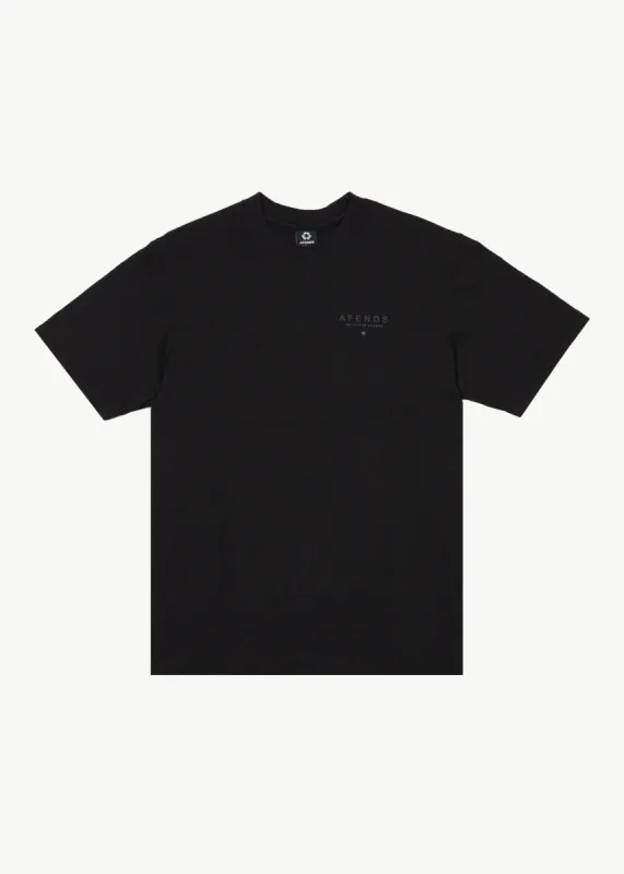 AFENDS Mens Outside - Graphic Retro T-Shirt - Black sold by Afends